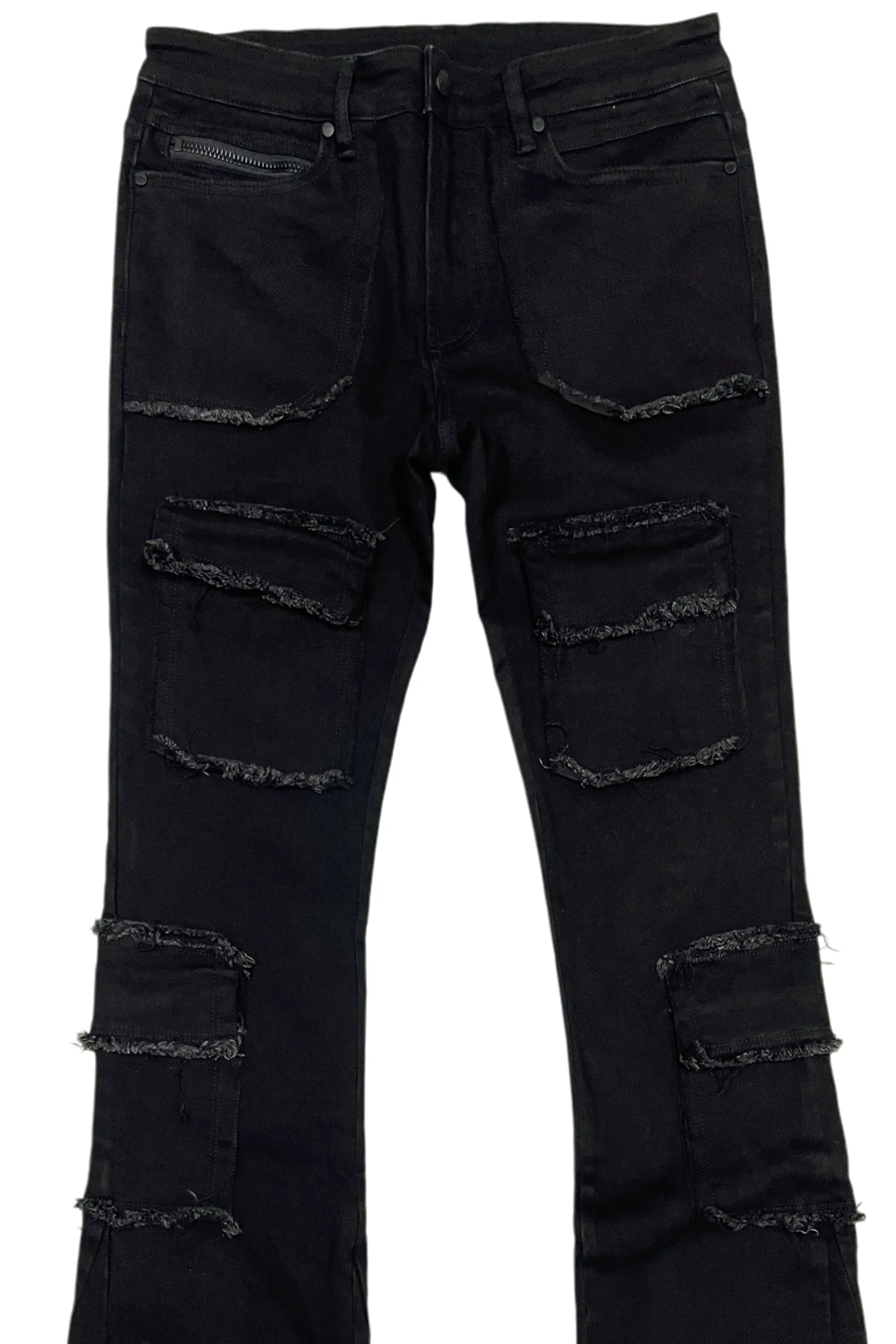 Tyrell Black Stacked Flare Cargo Jean - Image 15