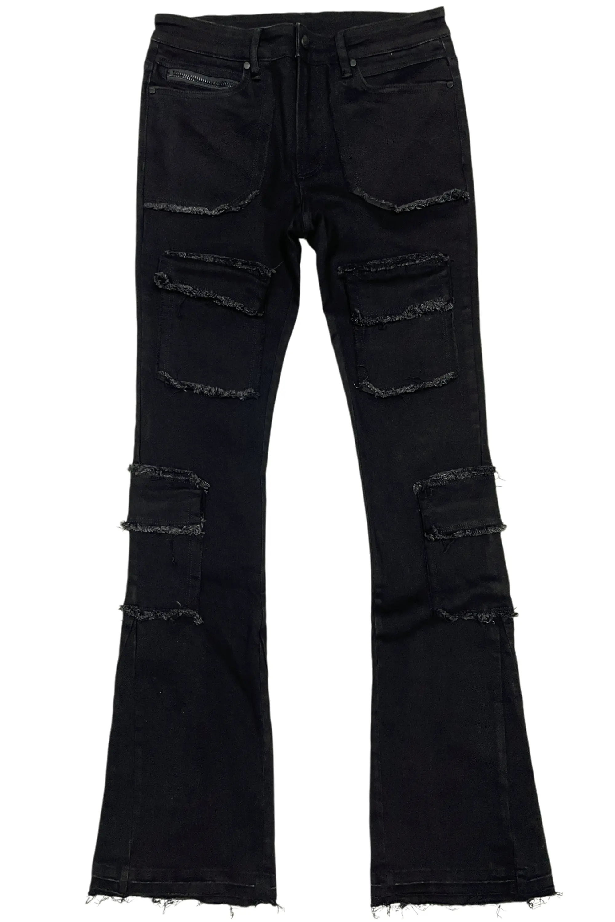 Tyrell Black Stacked Flare Cargo Jean - Image 2