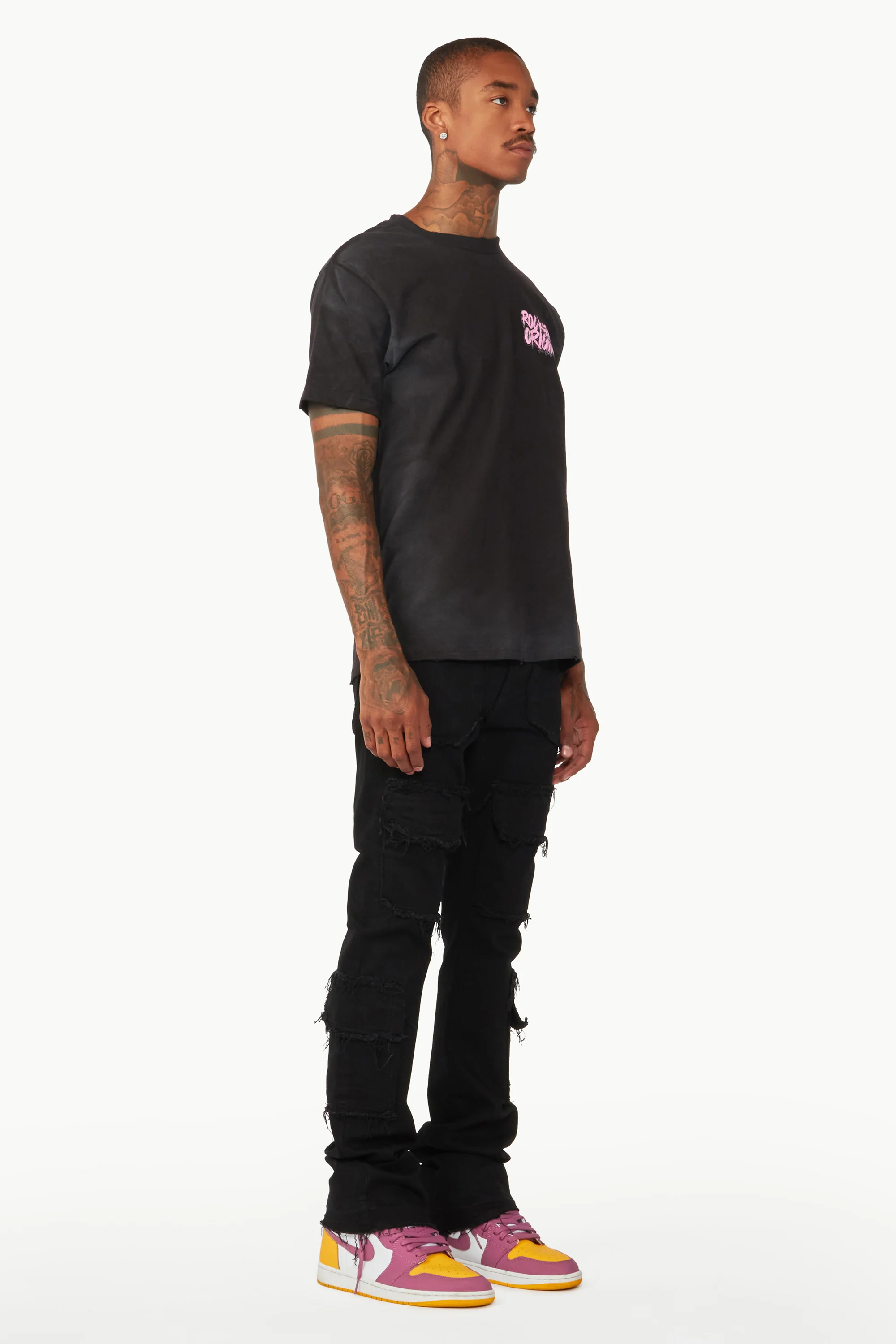 Tyrell Black Stacked Flare Cargo Jean - Image 6