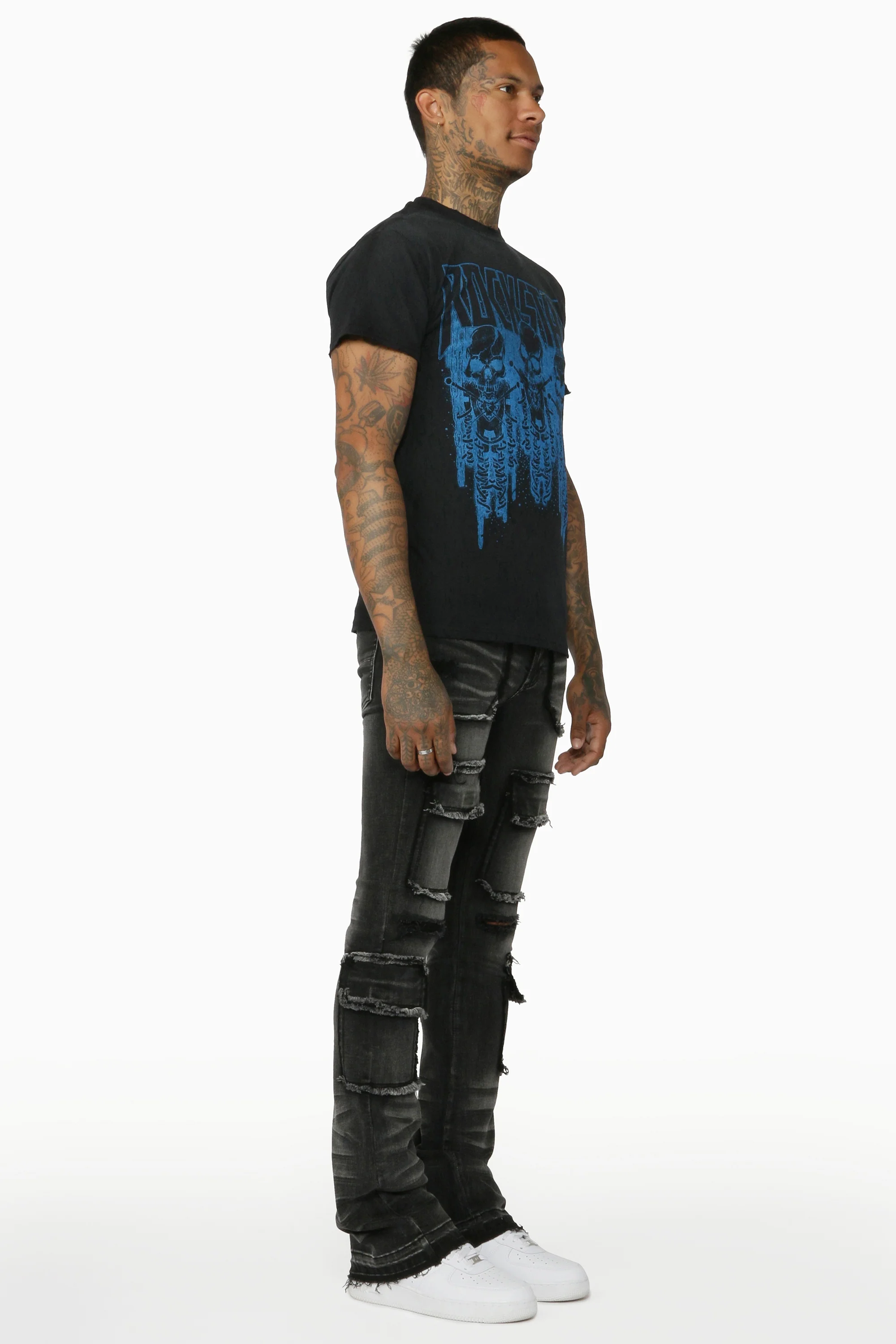 Tyrell Grey Stacked Flare Cargo Jean - Image 5