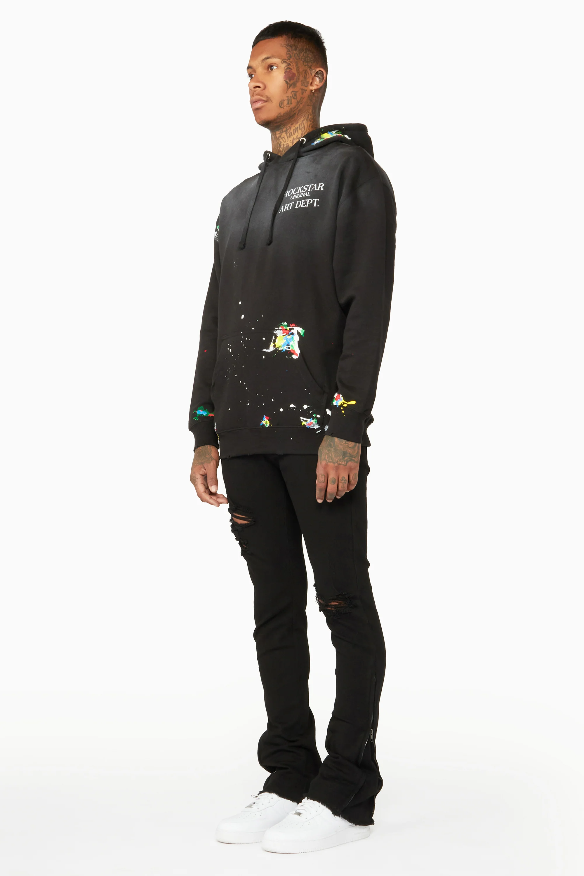 Ferg Black Stacked Flare Jean - Image 4