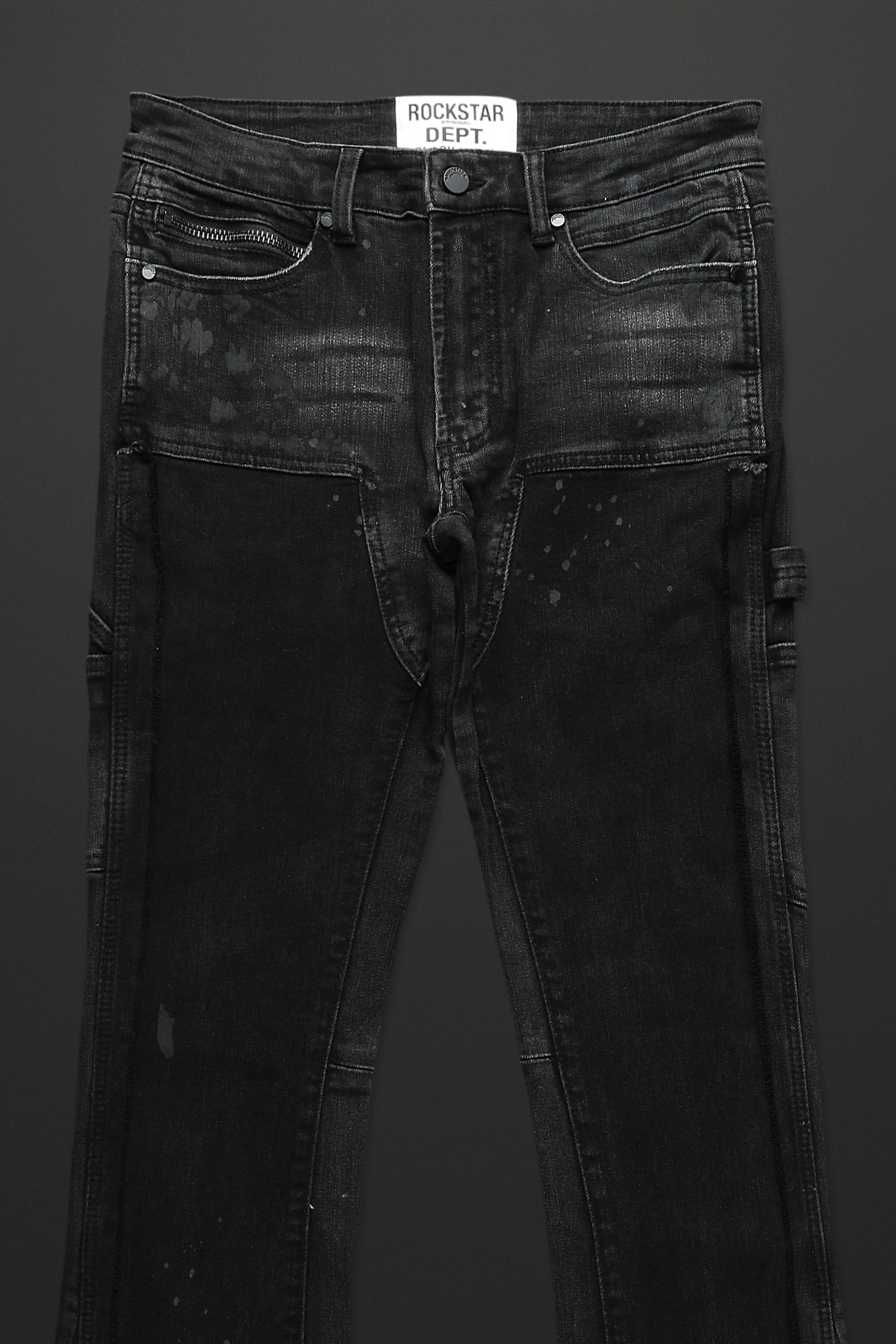 Barson Black Stacked Flare Jean - Image 3