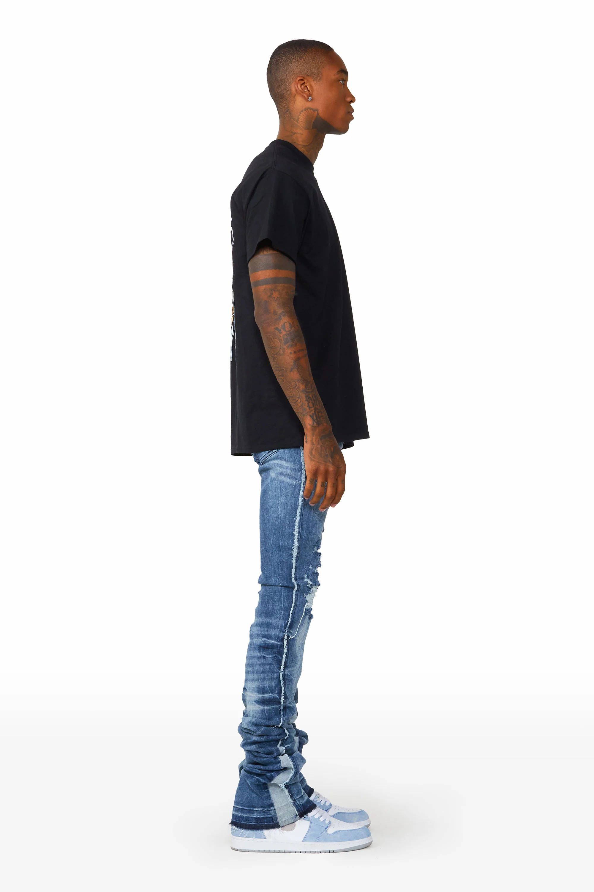 Sniper Dark Blue Super Stacked Flare Jean - Image 4