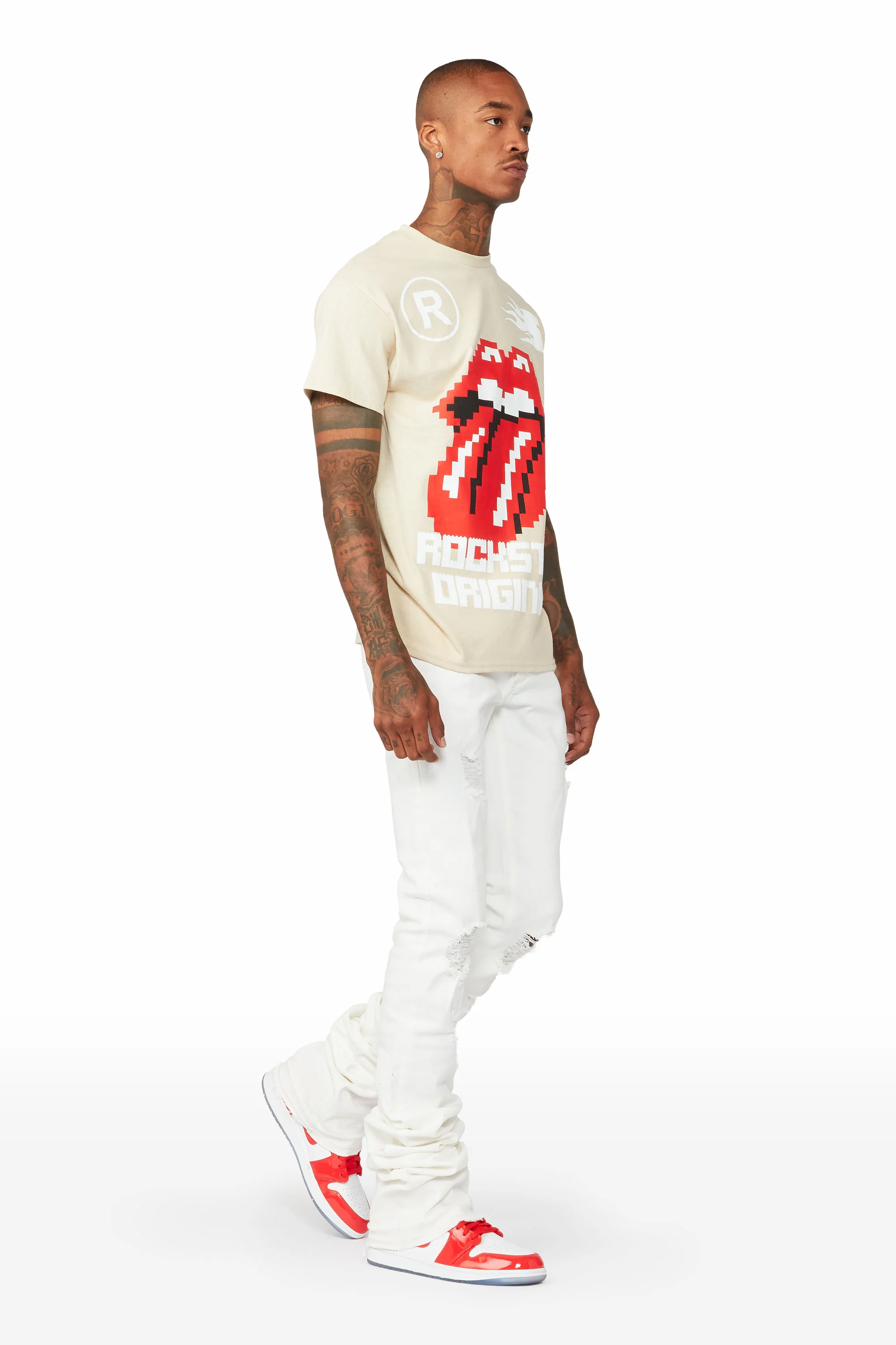 Sniper White Super Stacked Flare Jean - Image 6