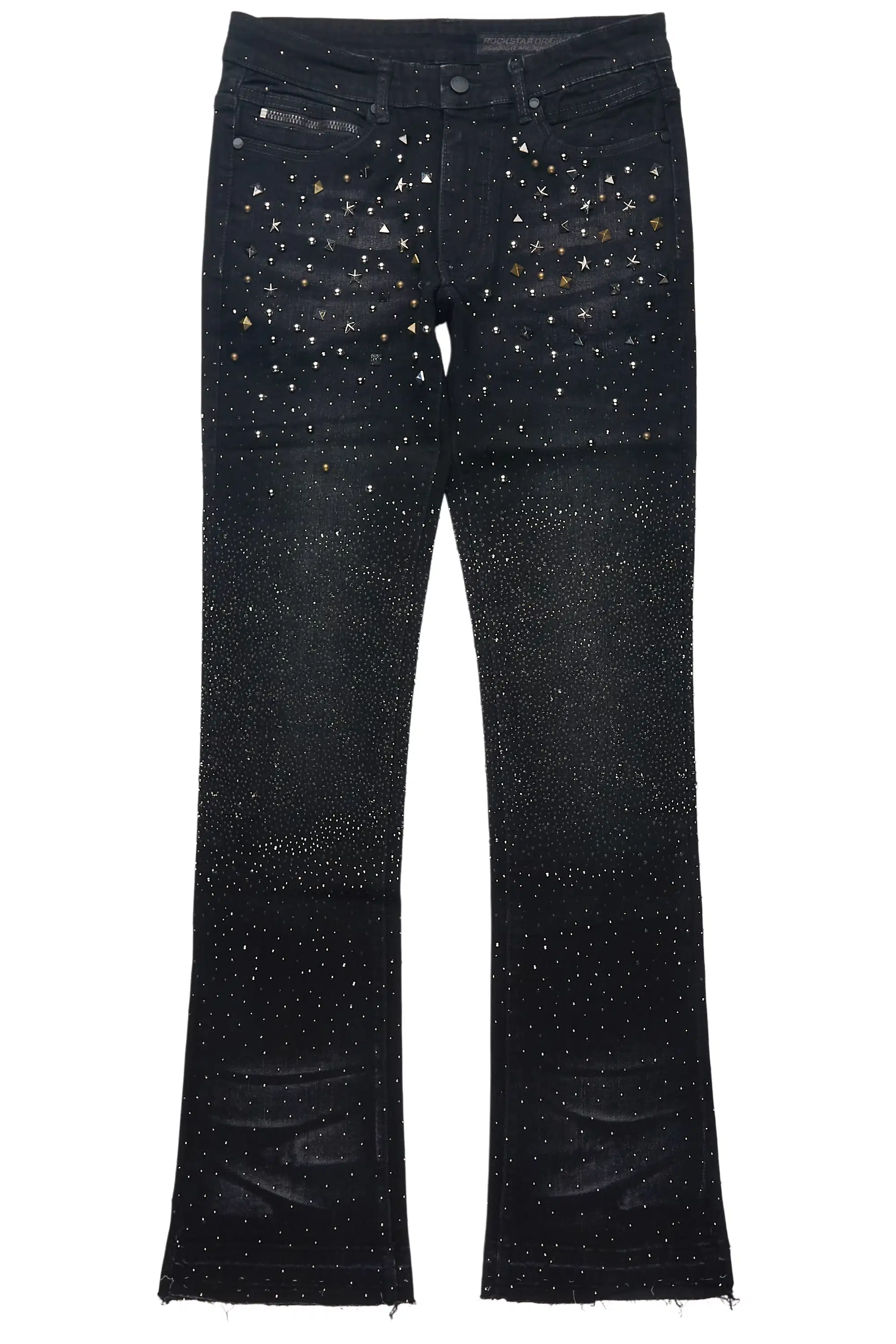 Onyx Dark Grey Stacked Flare Jean - Image 2