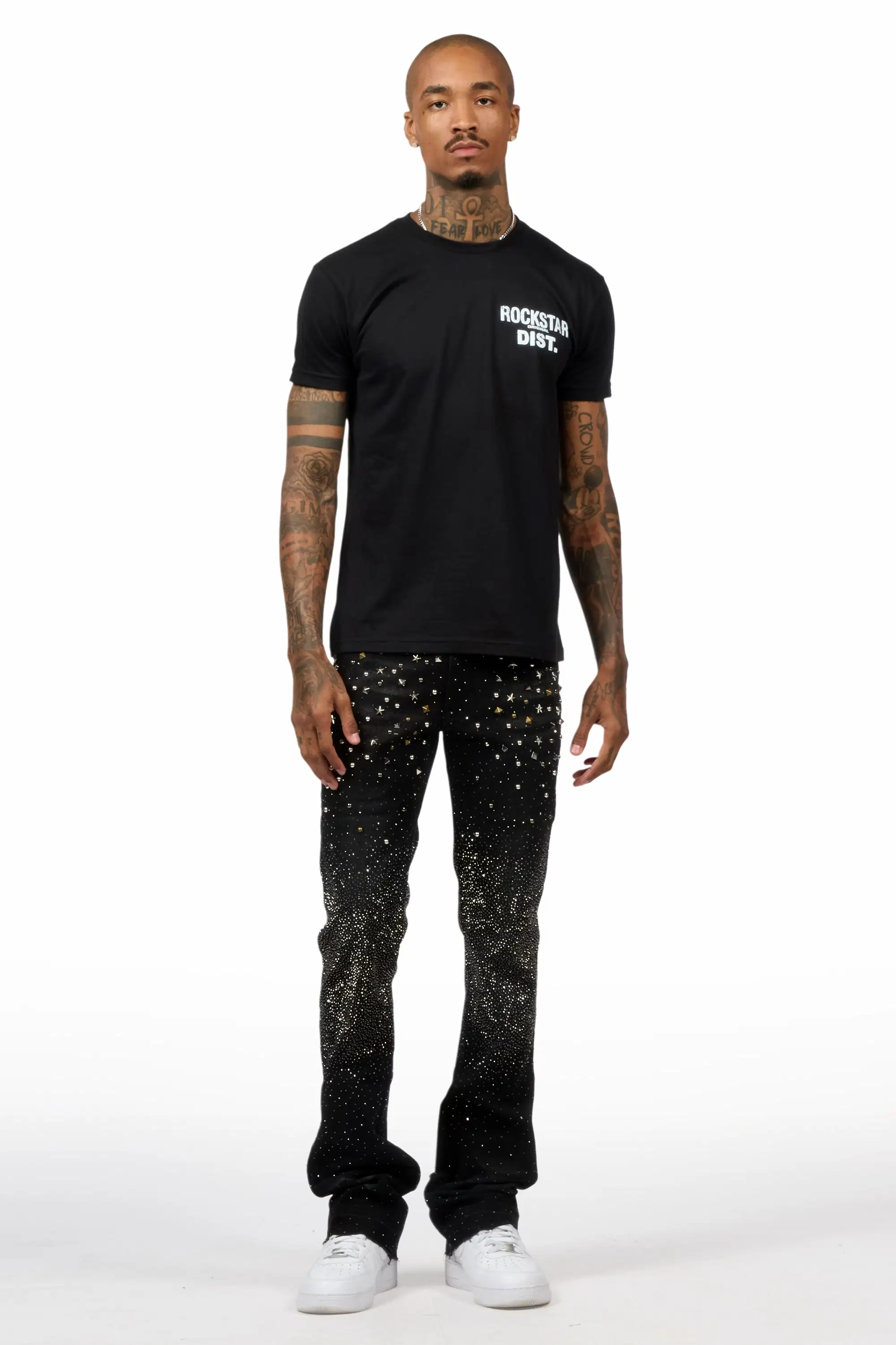 Onyx Dark Grey Stacked Flare Jean - Image 3