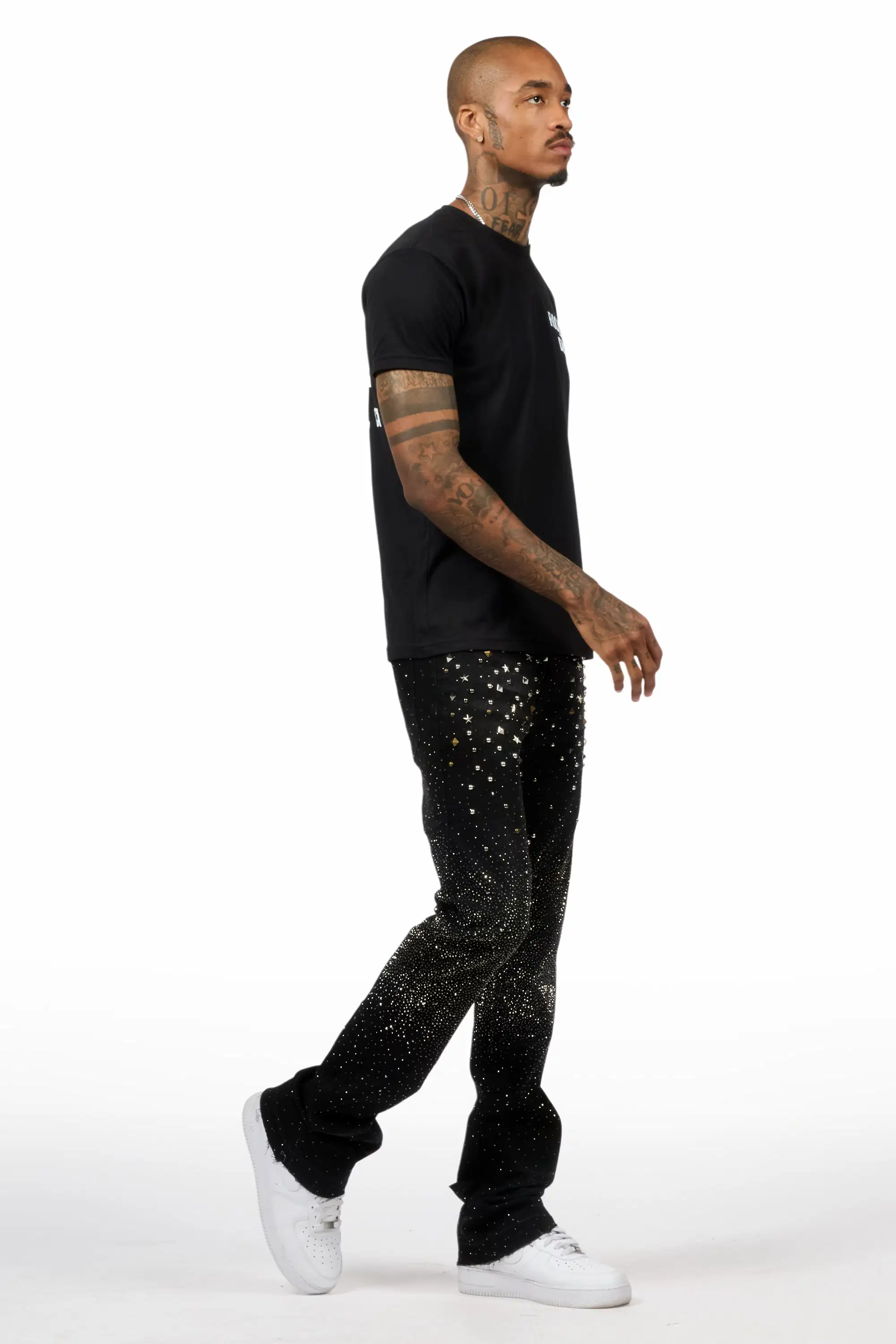 Onyx Dark Grey Stacked Flare Jean - Image 4
