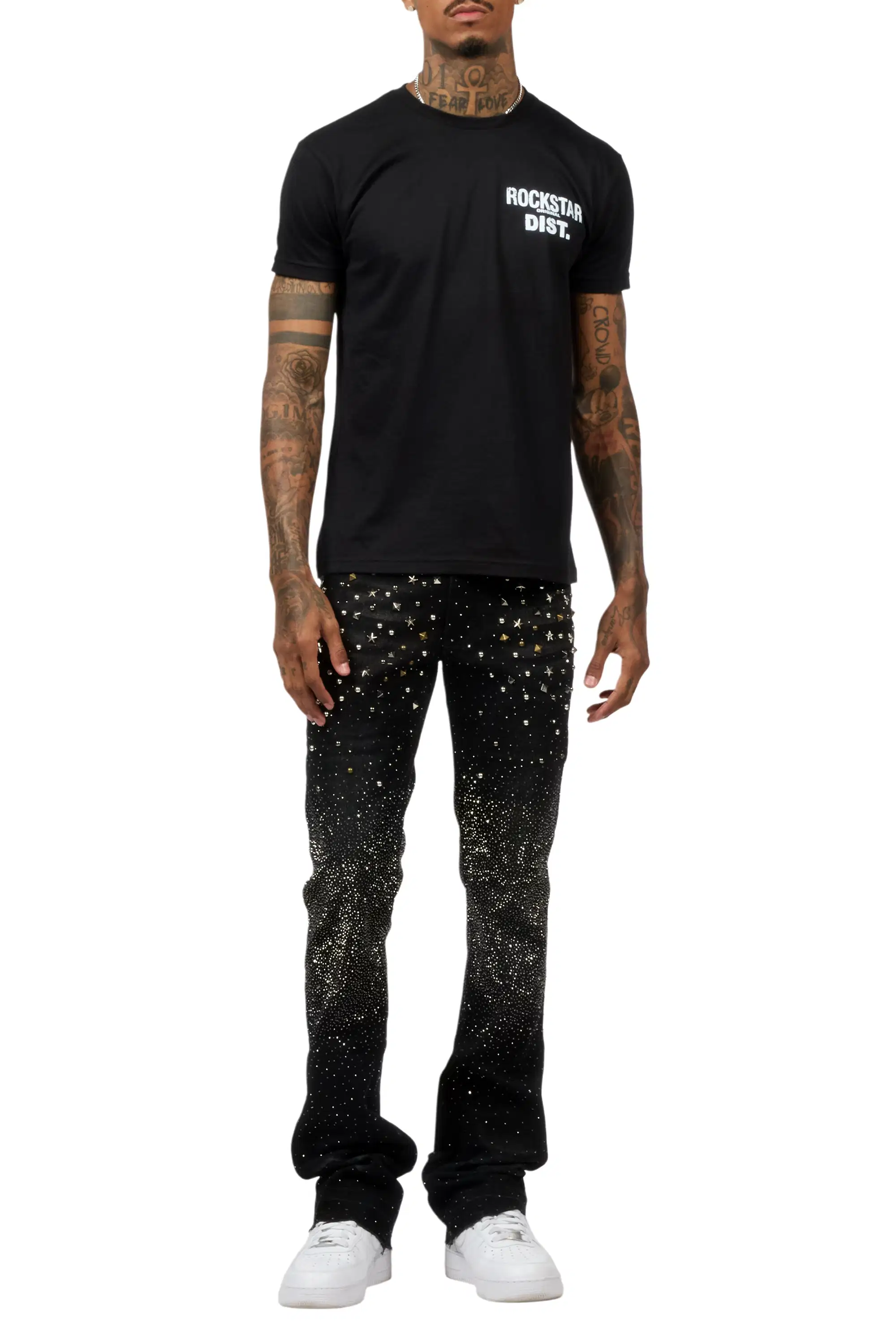 Onyx Dark Grey Stacked Flare Jean - Image 9
