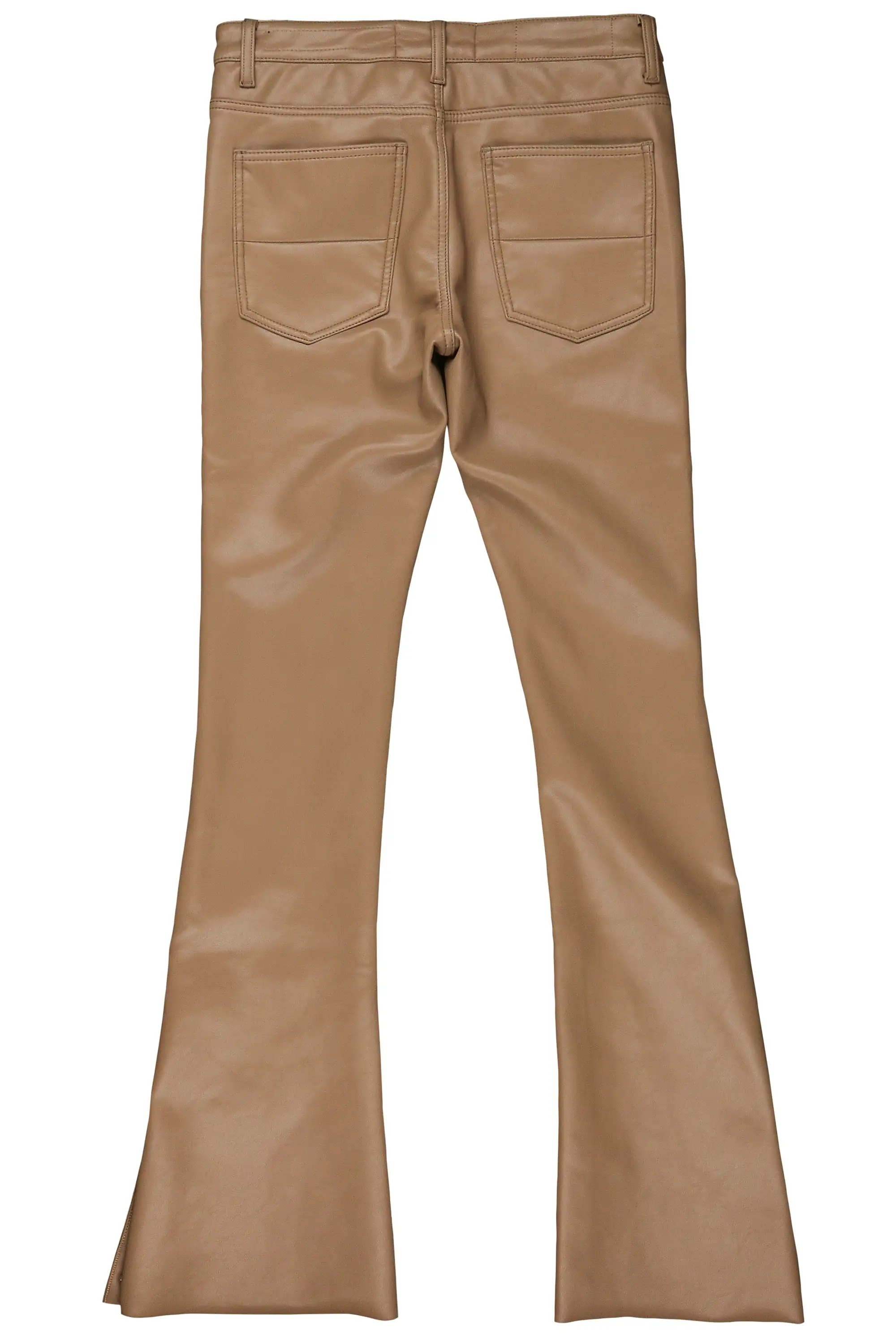 Ennis Beige PU Stacked Flare Jean - Image 14