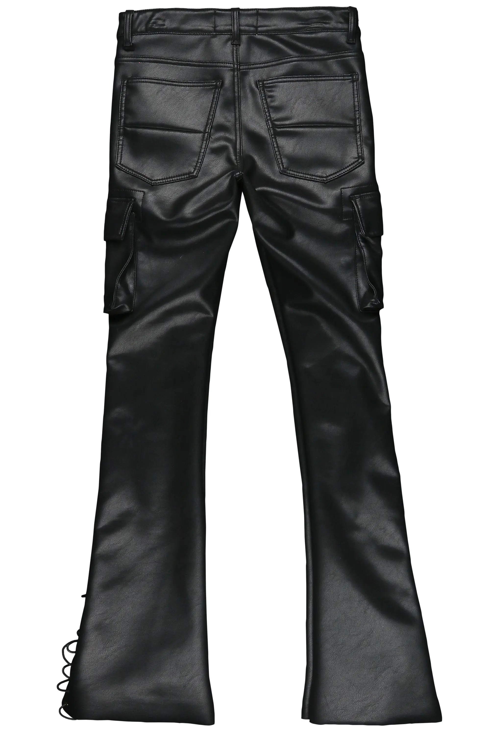 Honor Black Faux Leather Stacked Flare Jean - Image 15