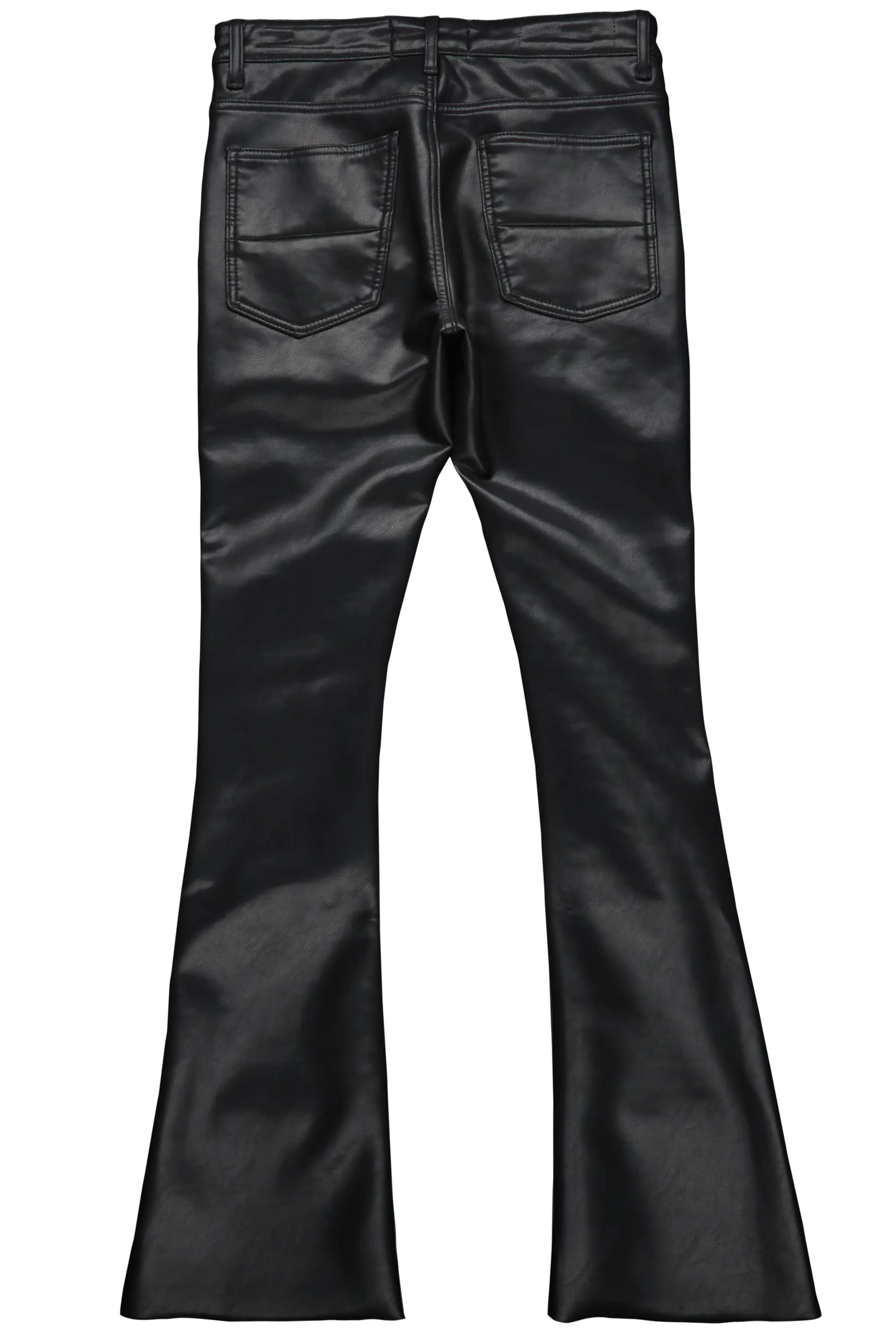 Remi Black Faux Leather Stacked Flare Jean - Image 14