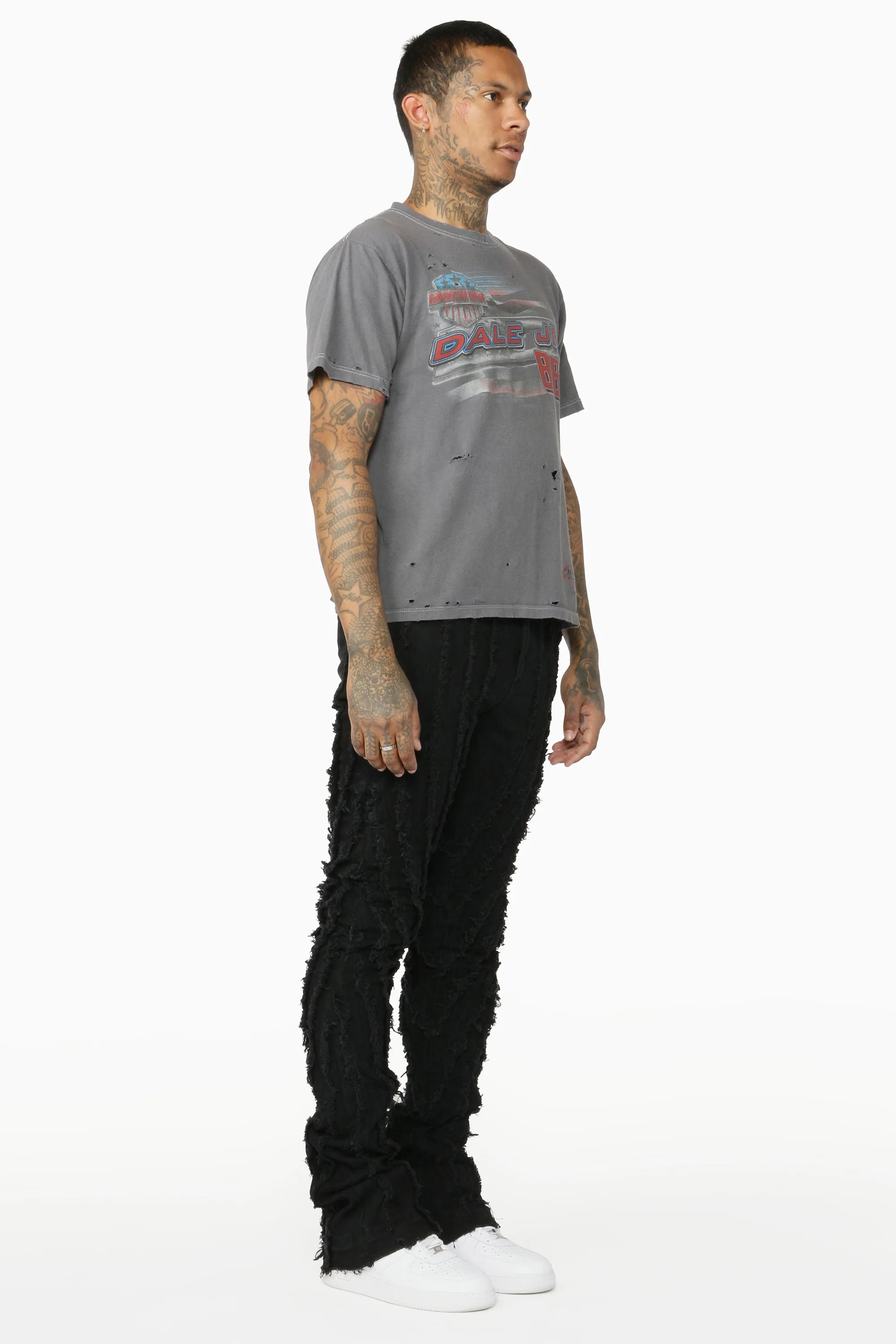 Lazer Black Stacked Flare Jean - Image 5