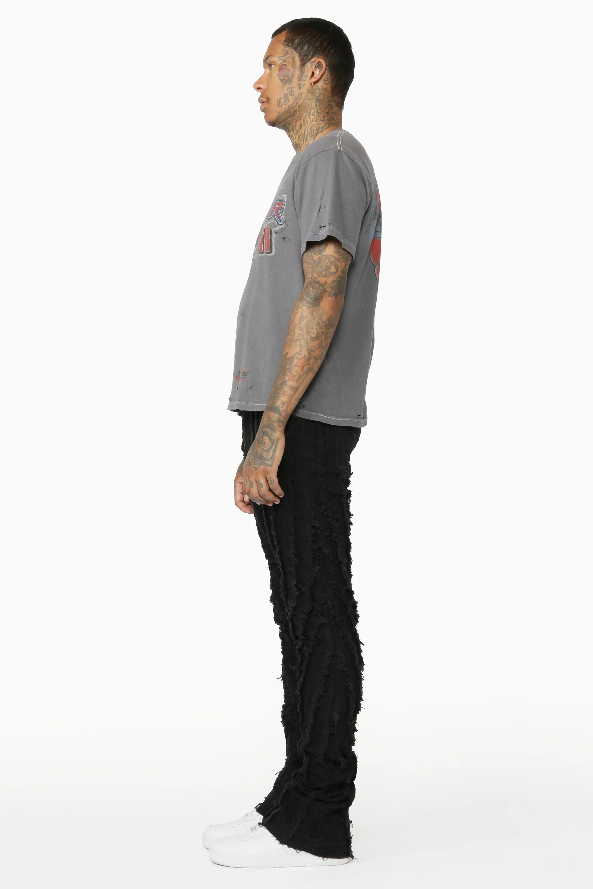 Lazer Black Stacked Flare Jean - Image 6