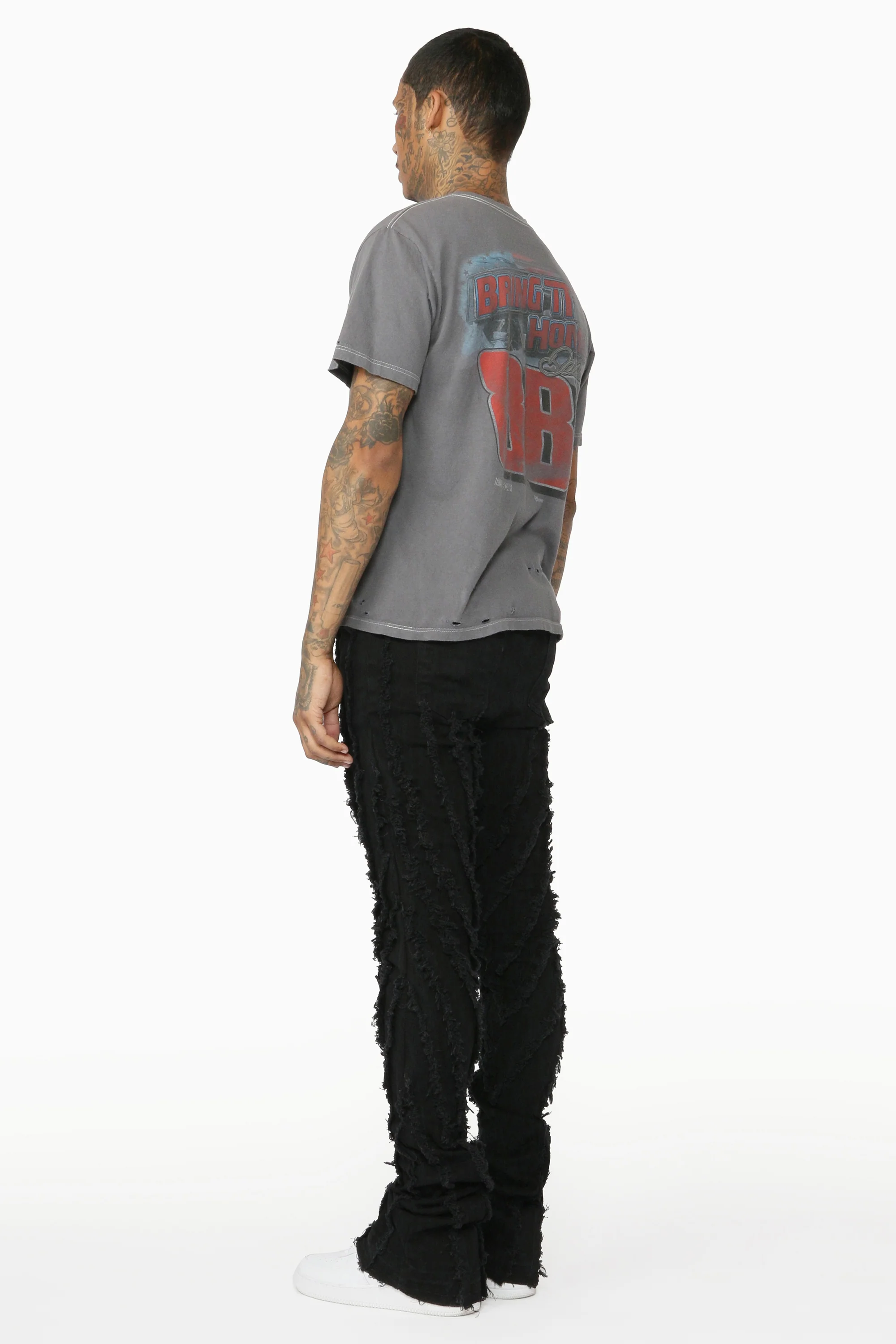 Lazer Black Stacked Flare Jean - Image 8