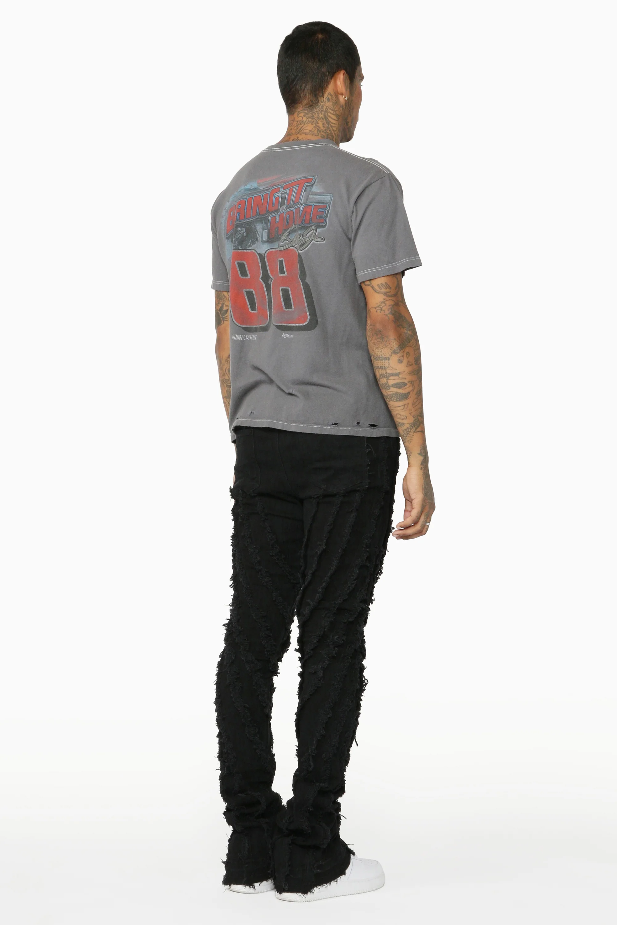 Lazer Black Stacked Flare Jean - Image 9