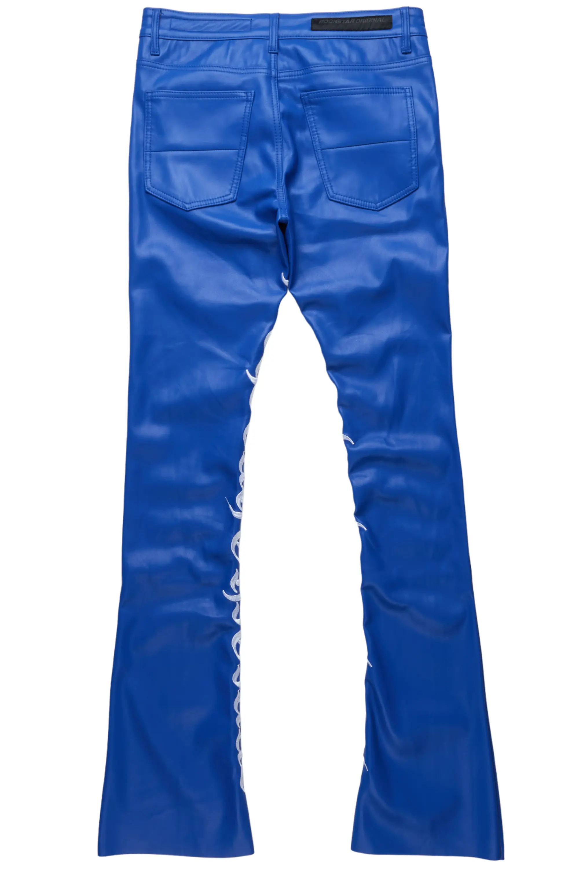 Eliam Blue/White Faux Leather Stacked Flare Jean - Image 8
