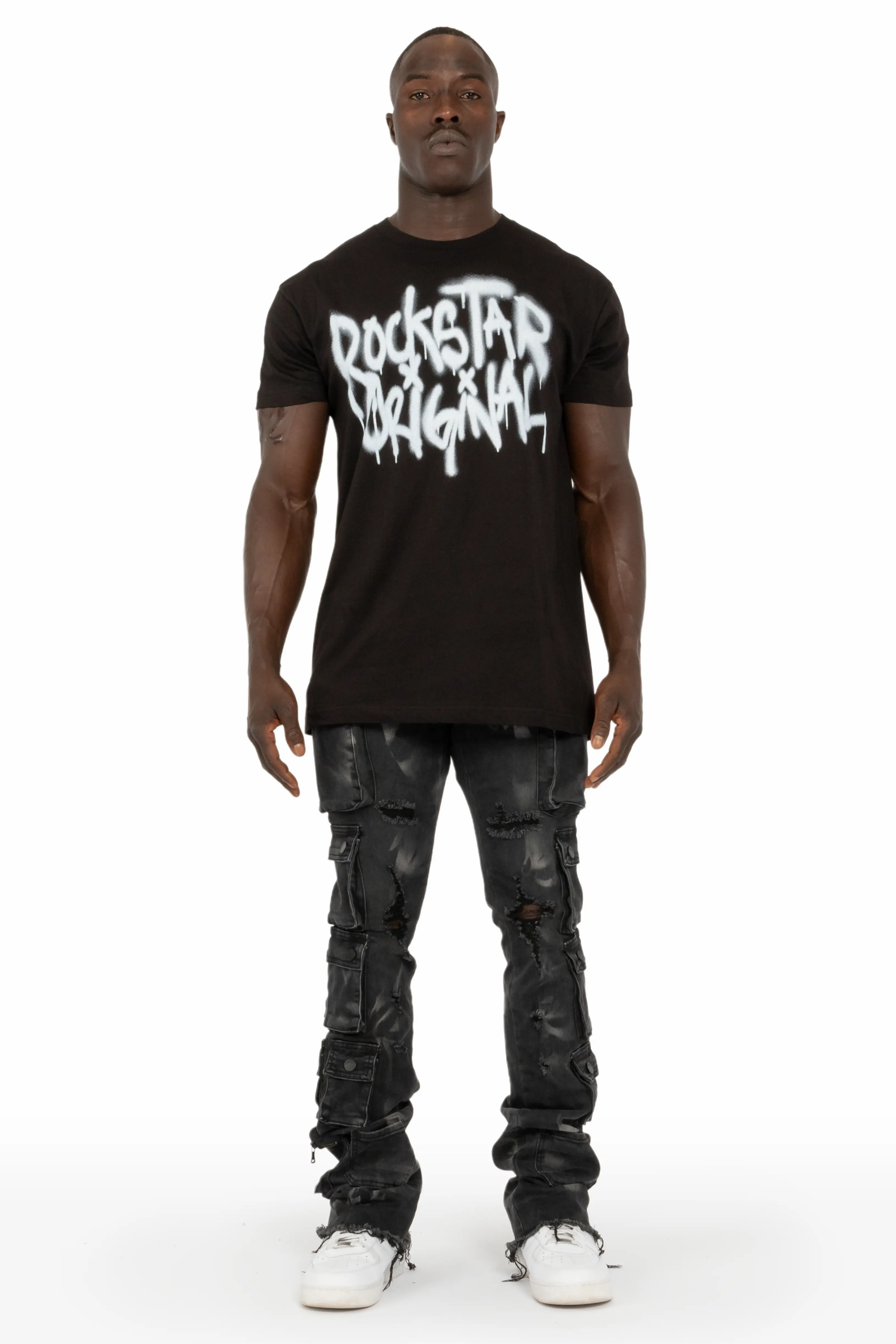 Konrad Grey Wash Cargo Stacked Flare Jean - Image 4