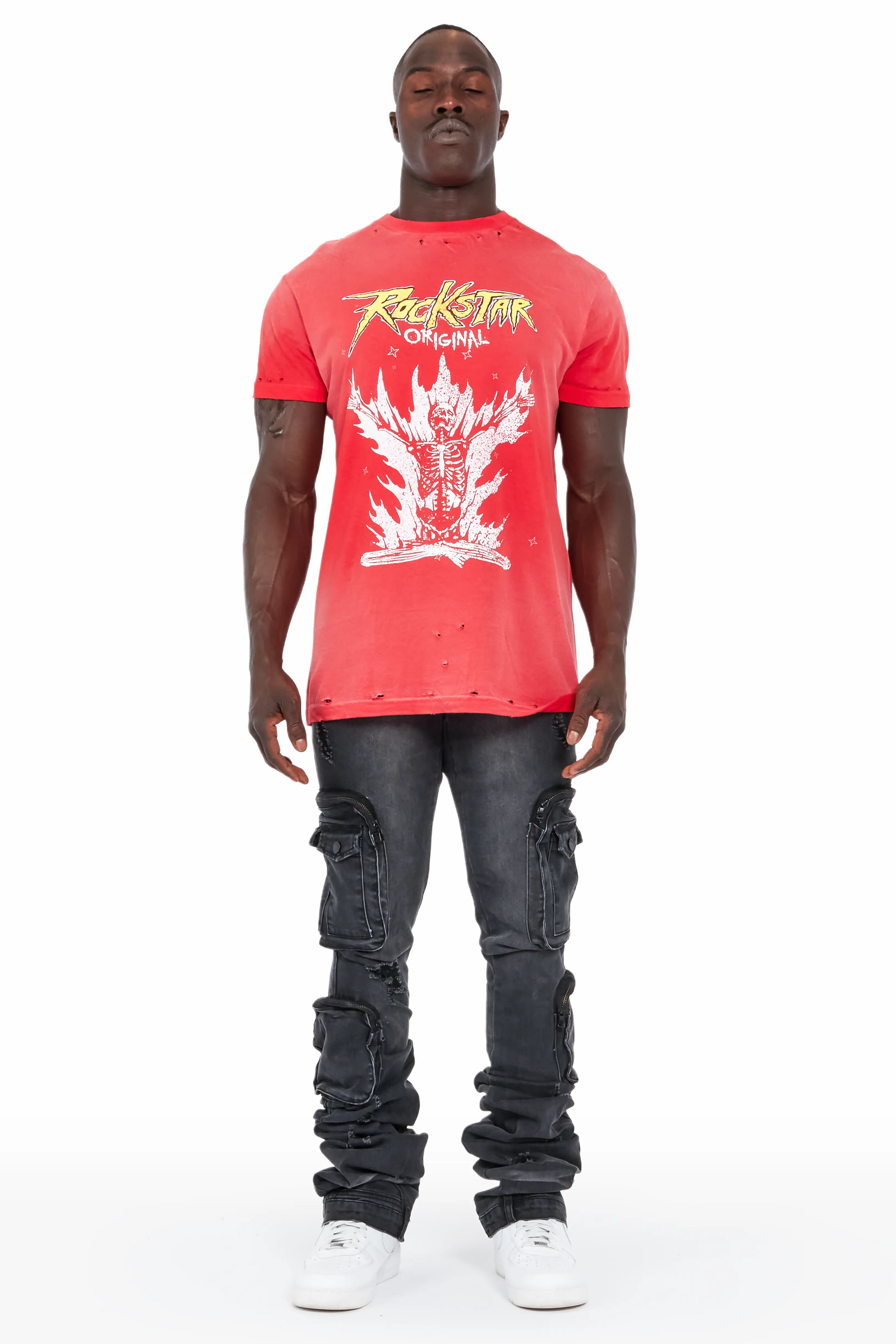 Shane Grey Wash Super Stacked Flare Jean - Image 2