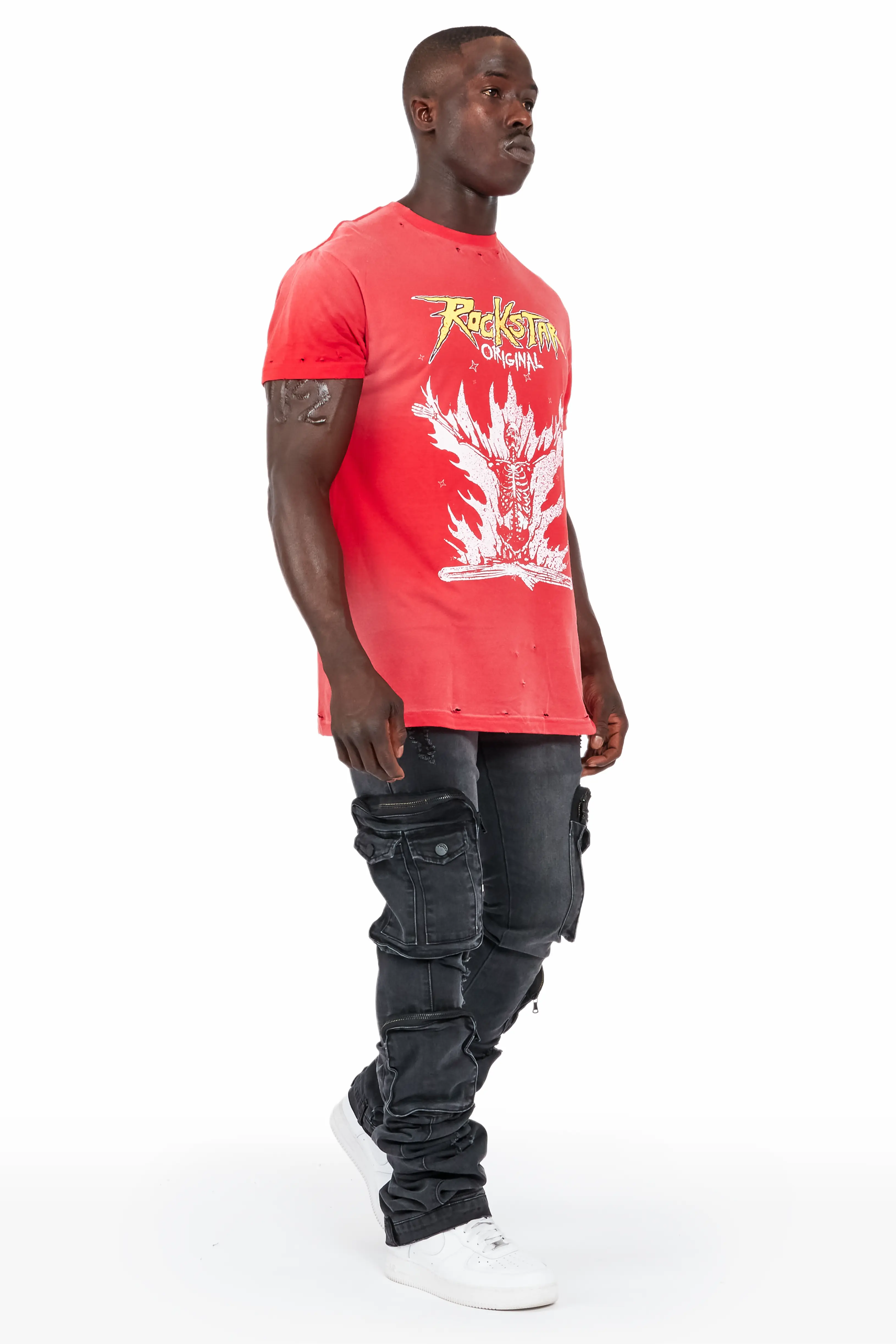 Shane Grey Wash Super Stacked Flare Jean - Image 5