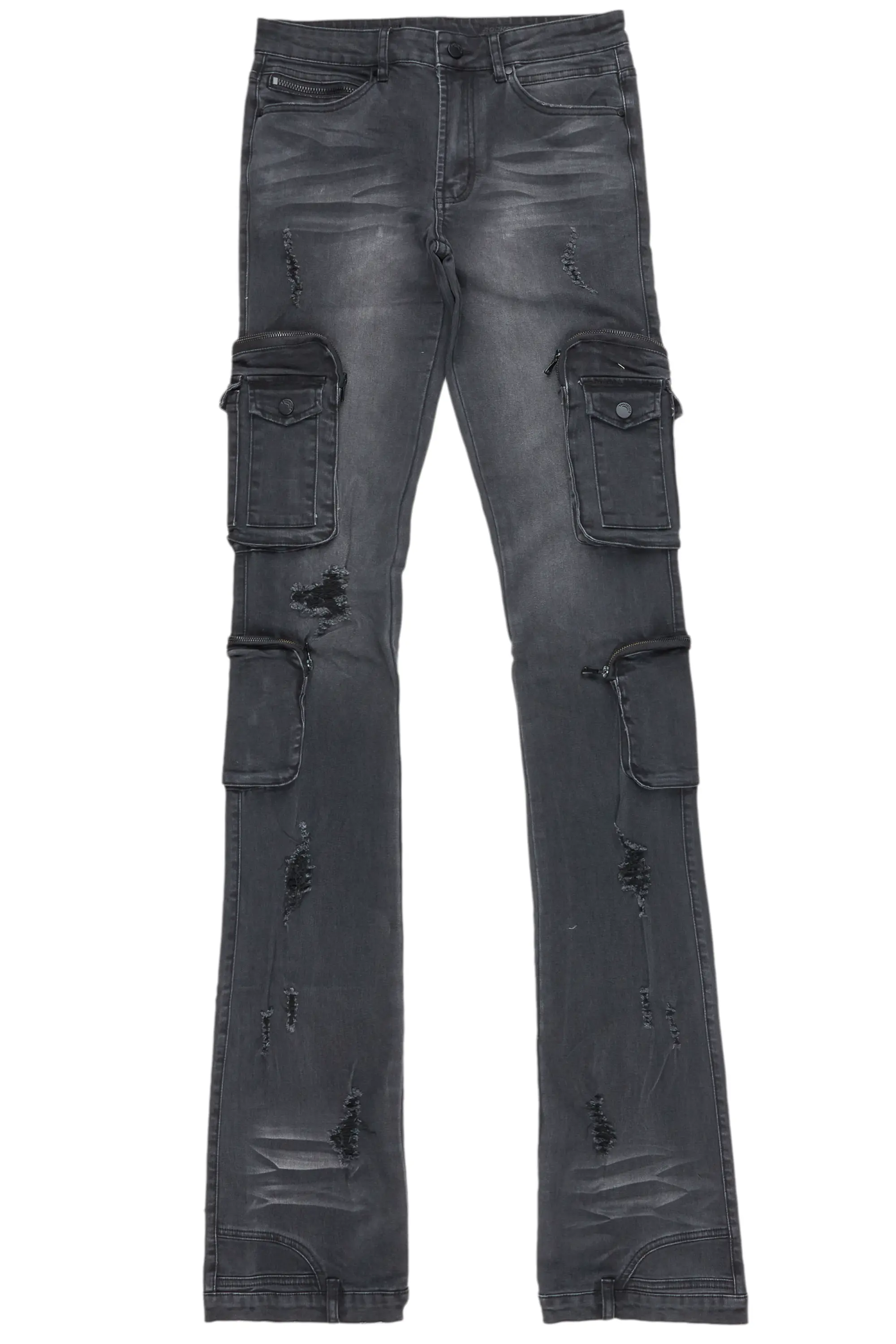 Shane Grey Wash Super Stacked Flare Jean - Image 7