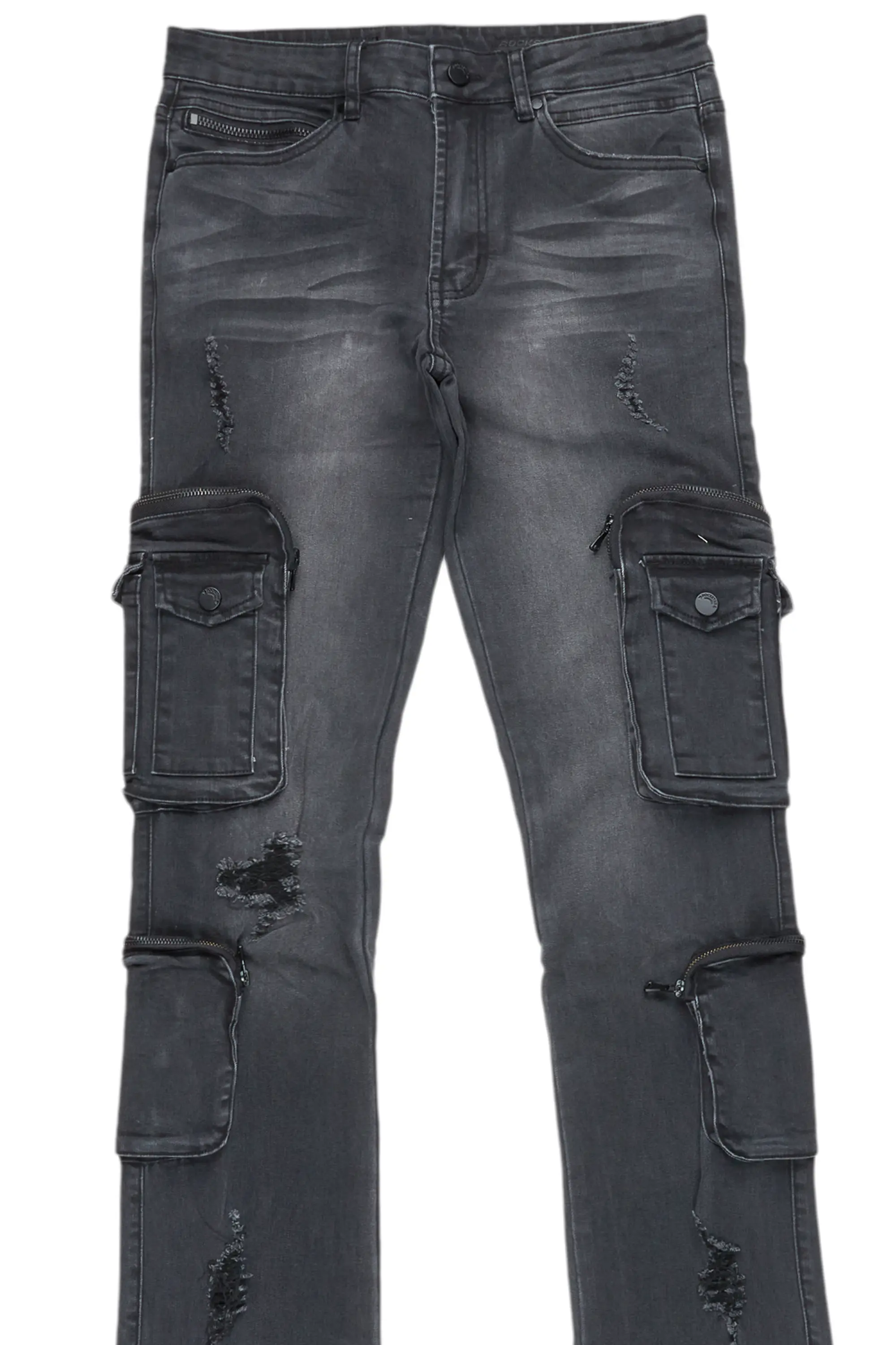 Shane Grey Wash Super Stacked Flare Jean - Image 8