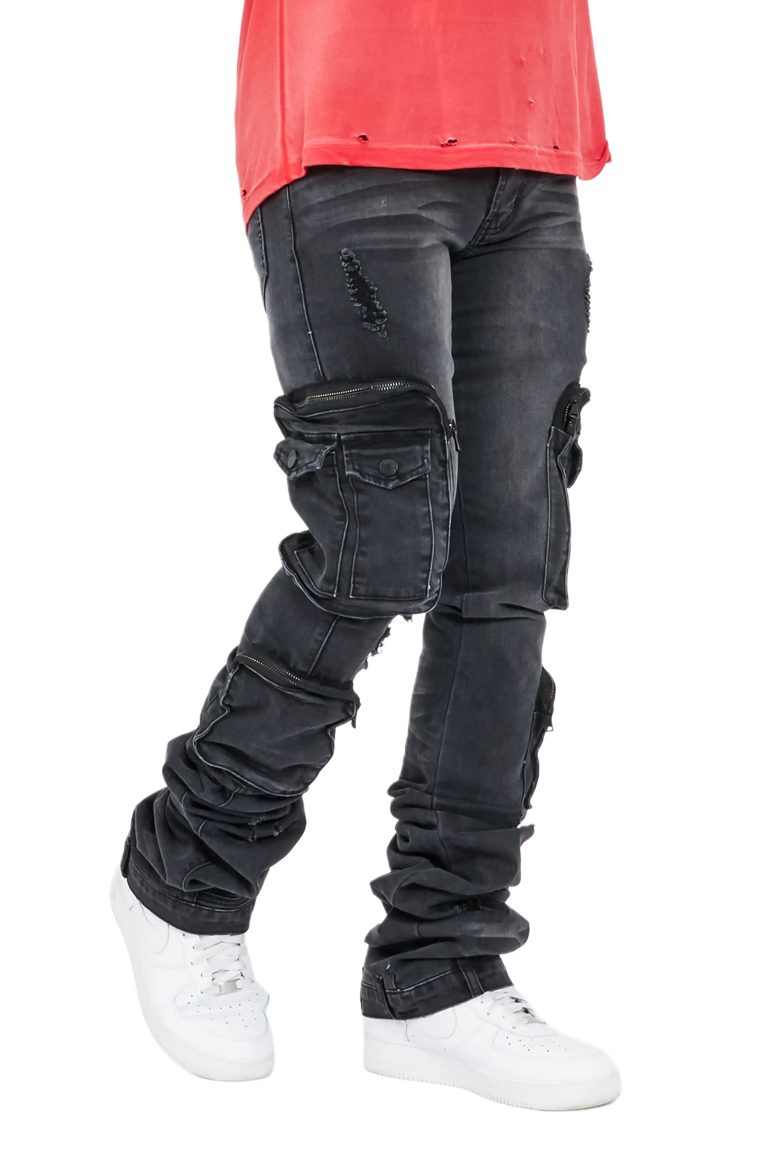 Shane Grey Wash Super Stacked Flare Jean - Image 9