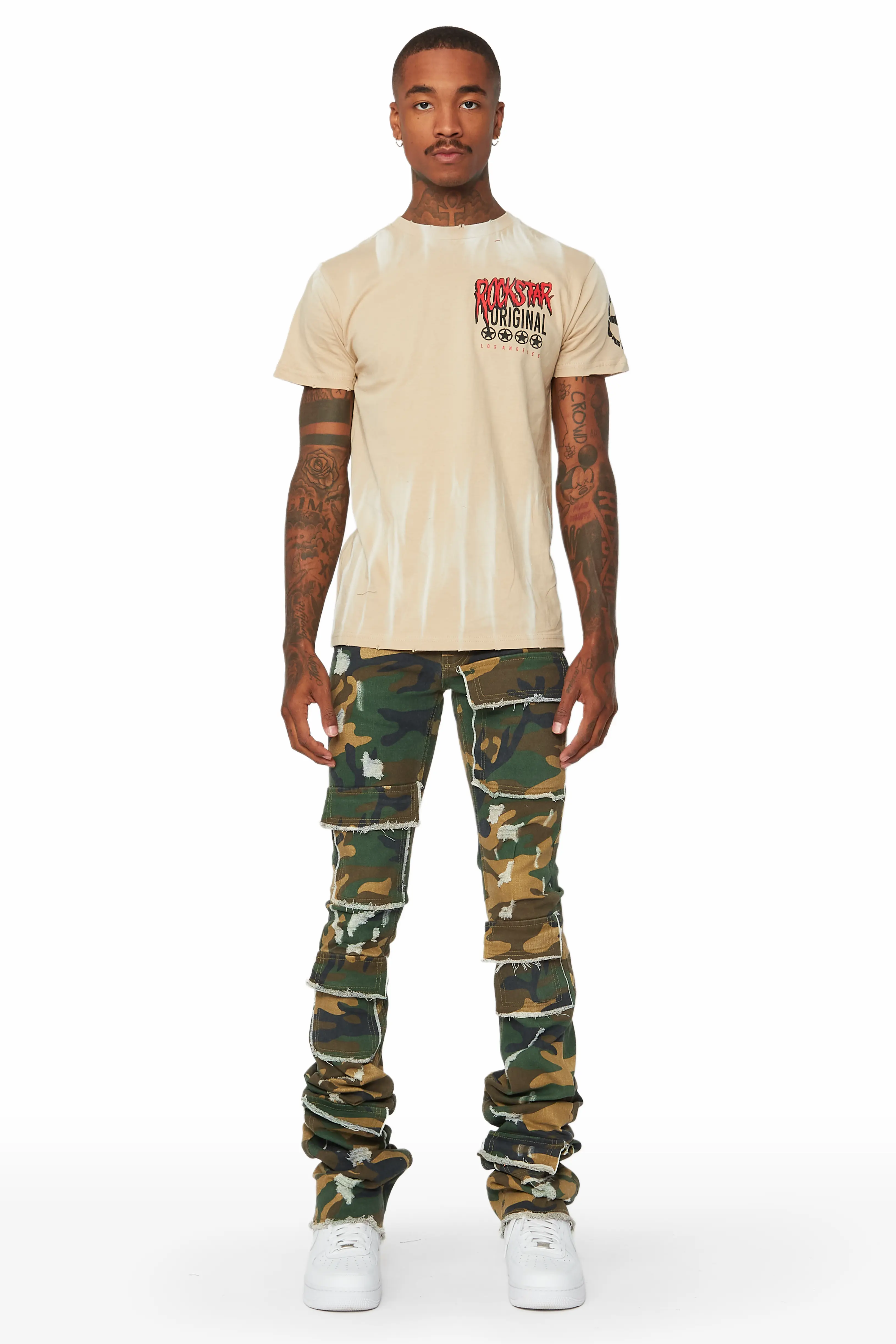 Petrus Camo Super Stacked Flare Jean - Image 4