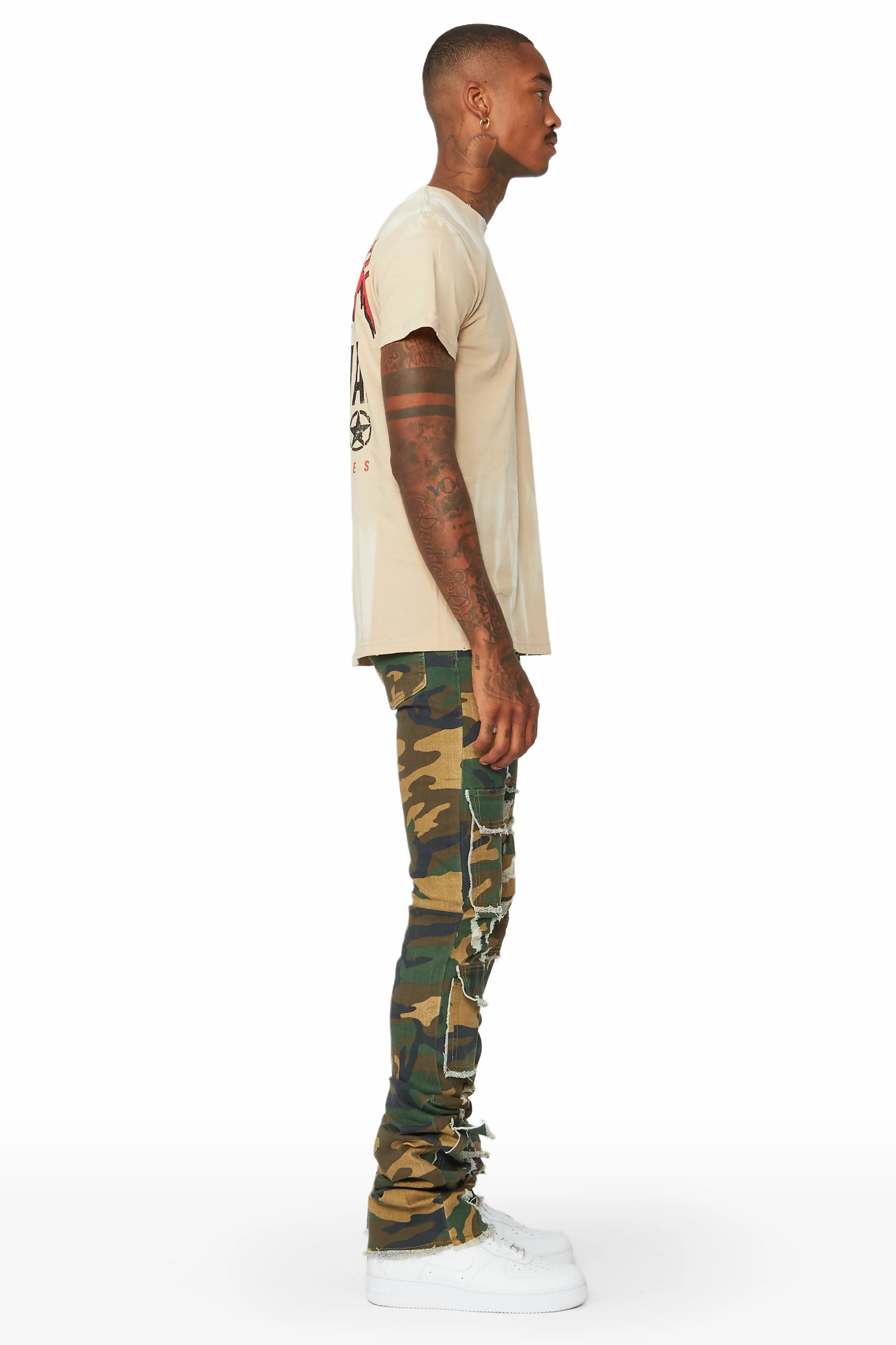 Petrus Camo Super Stacked Flare Jean - Image 5