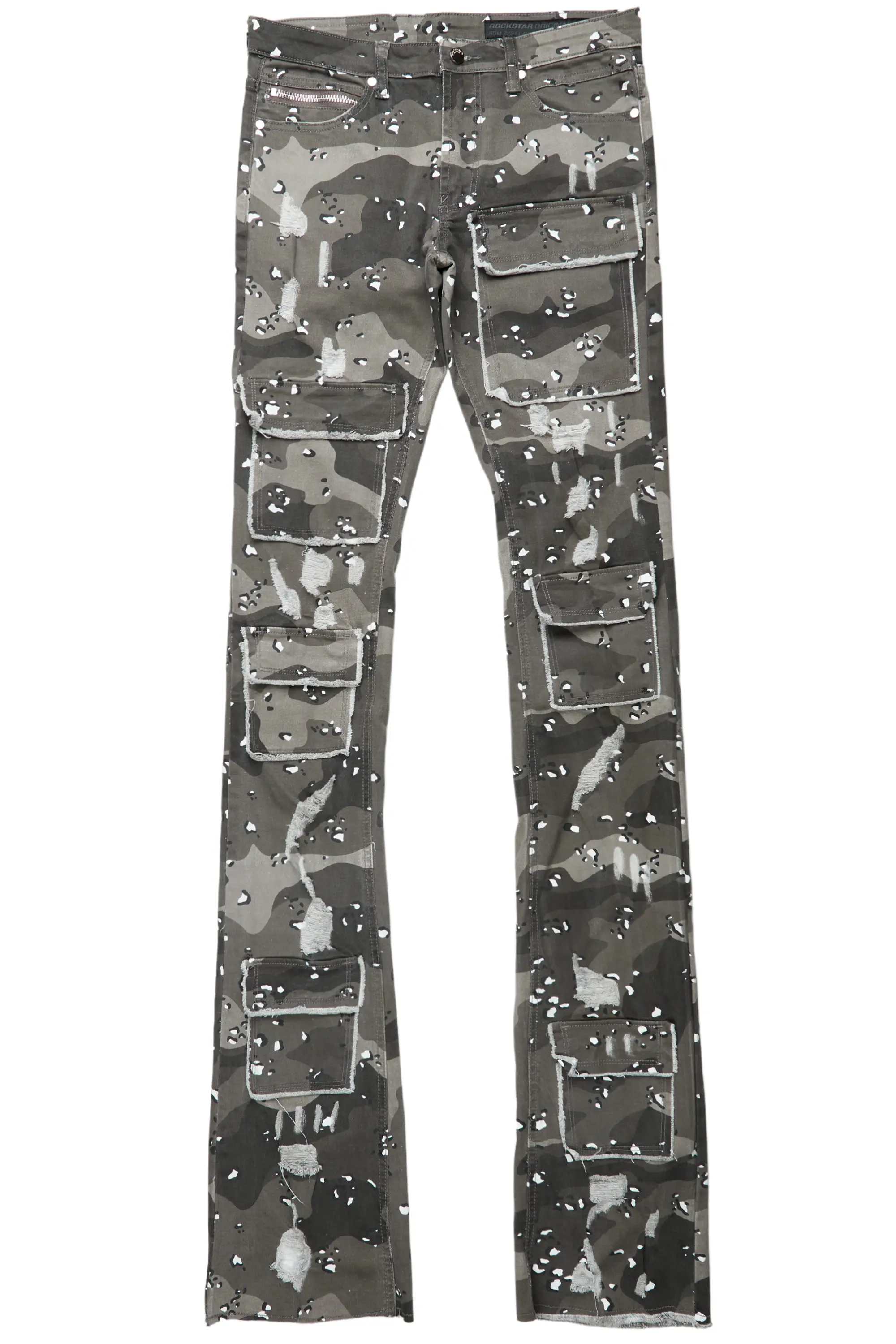 Petrus Grey Camo Super Stacked Flare Jean - Image 2