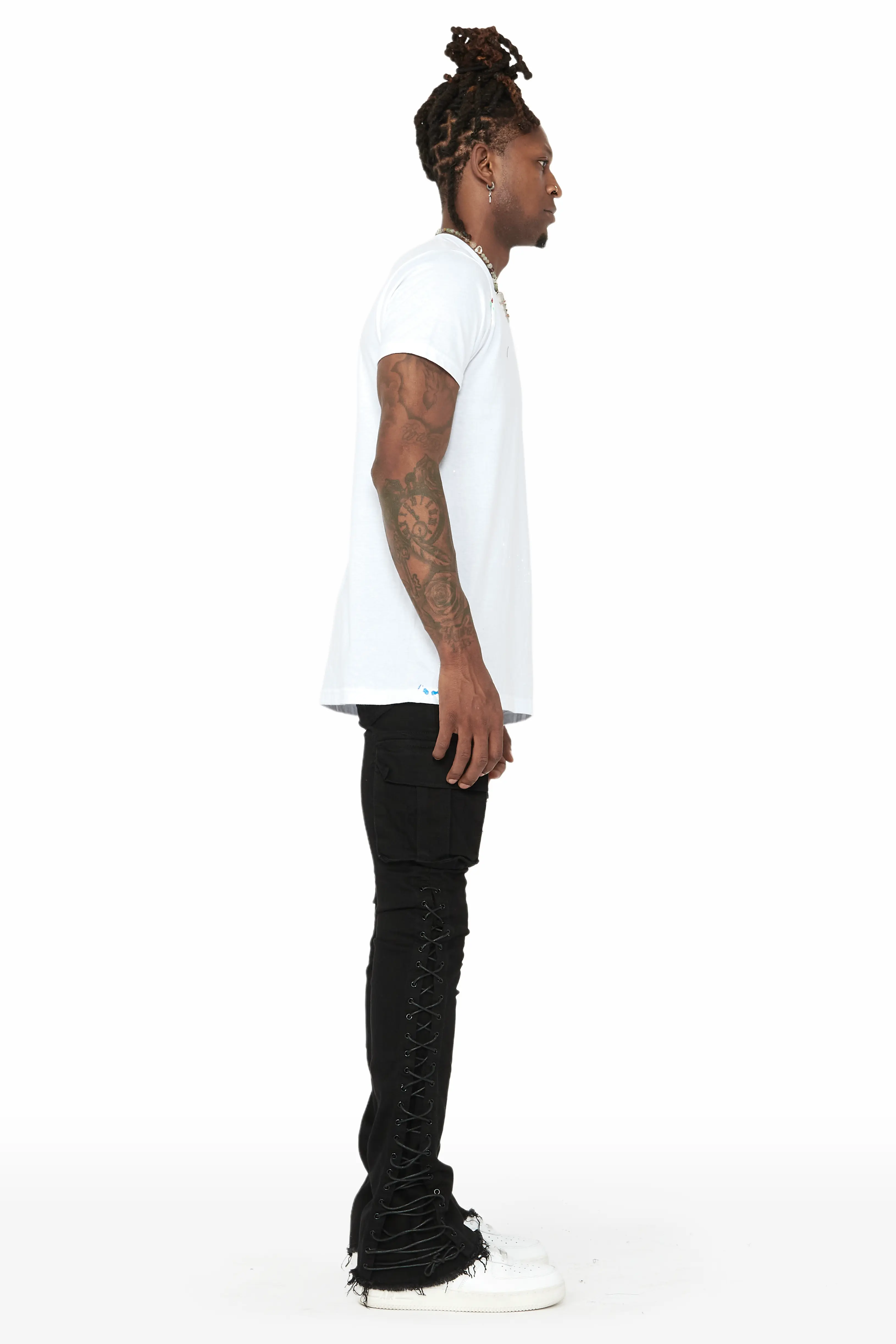 Ronoh Black Stacked Flare Jean - Image 4