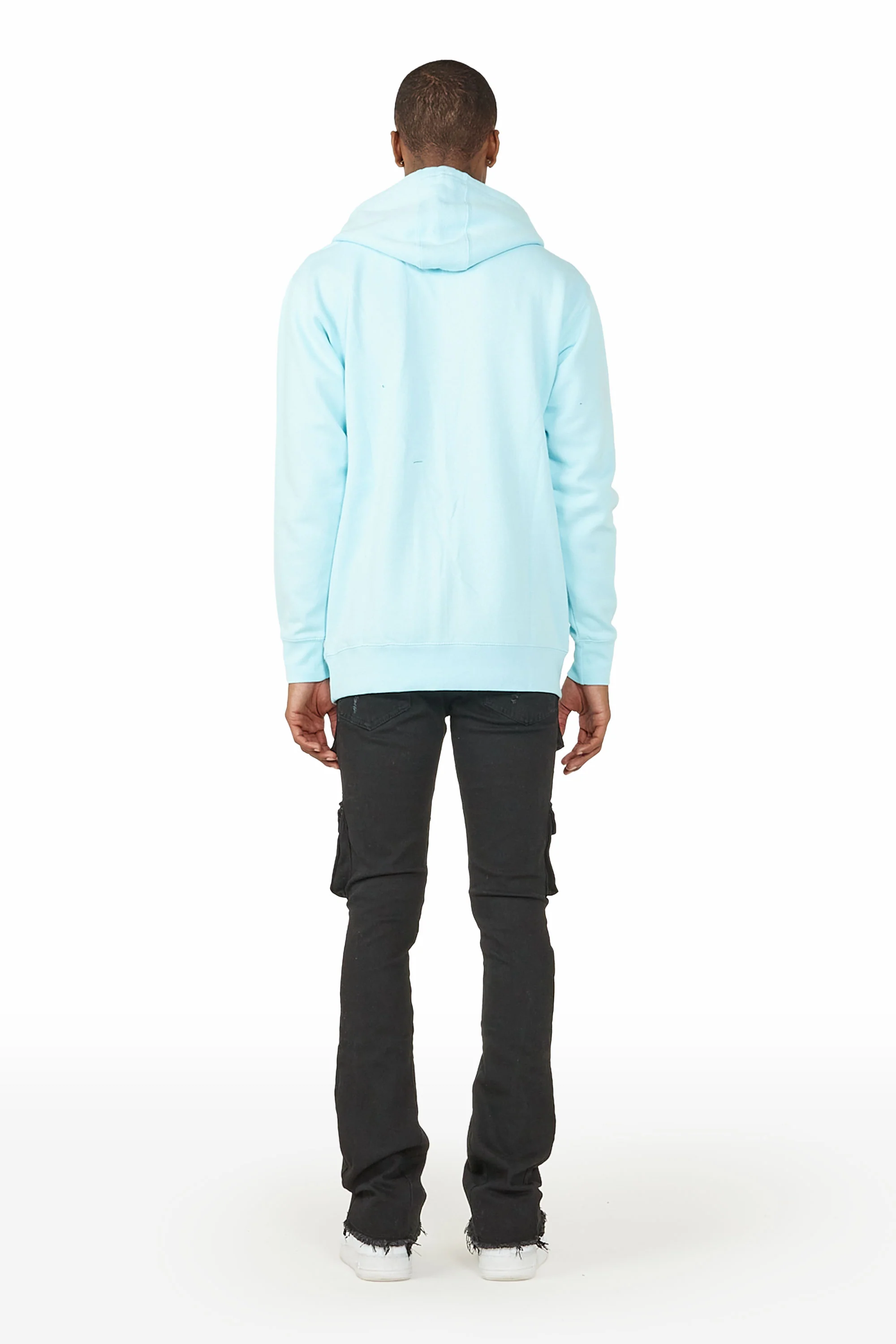 Zaid Black Stacked Flare Jean - Image 4