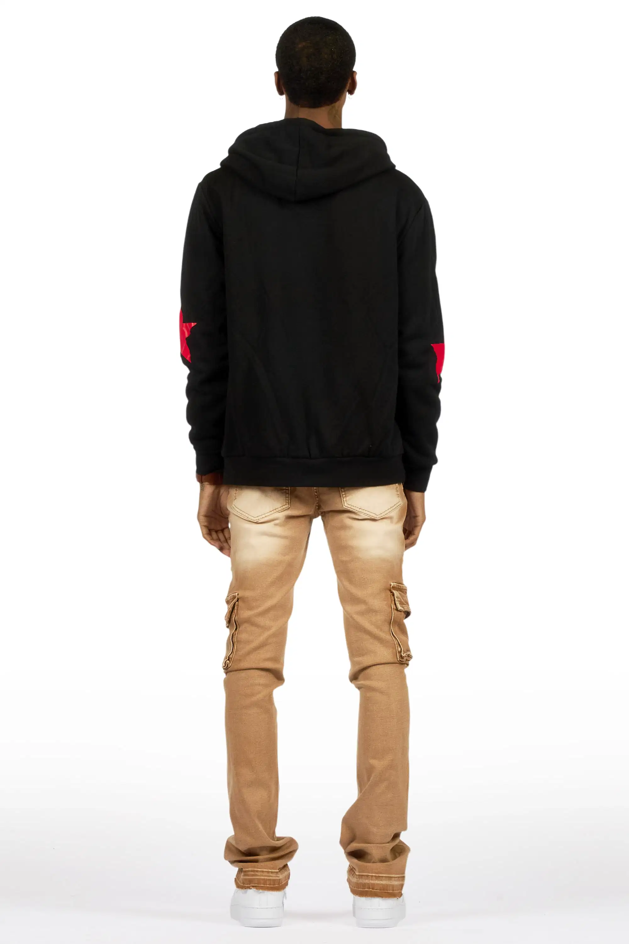 Zaid Washed Beige Stacked Flare Jean - Image 5