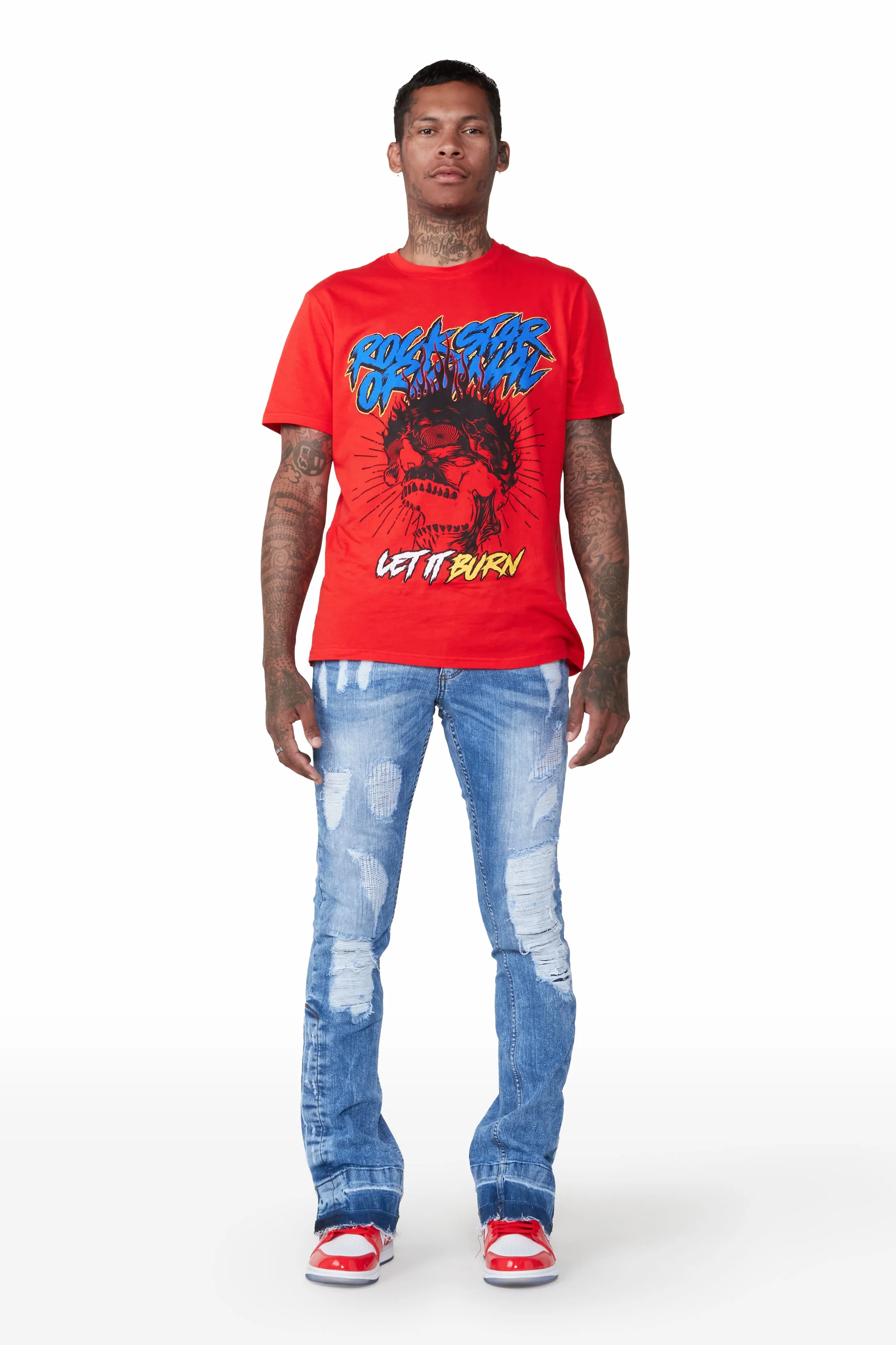 Zaul Blue Stacked Flare Jean - Image 3