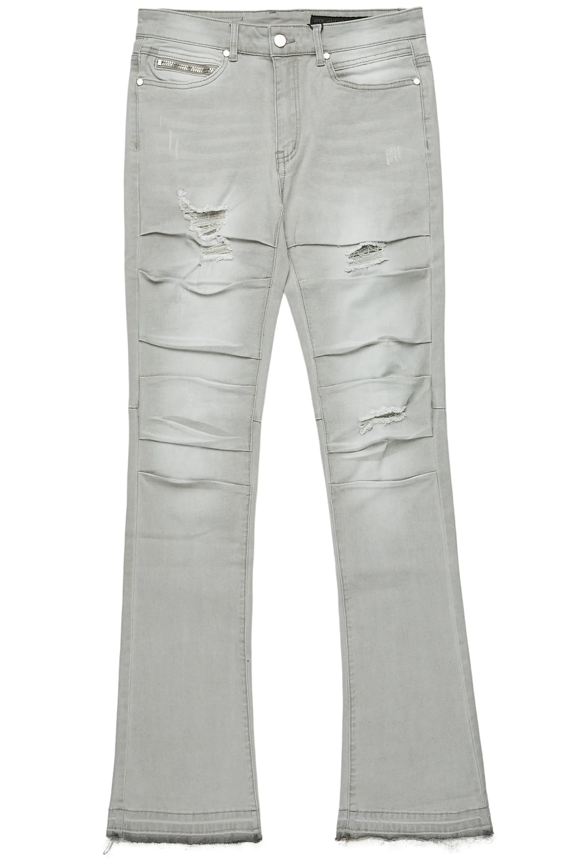 Karter Grey Stacked Flare Jean - Image 2