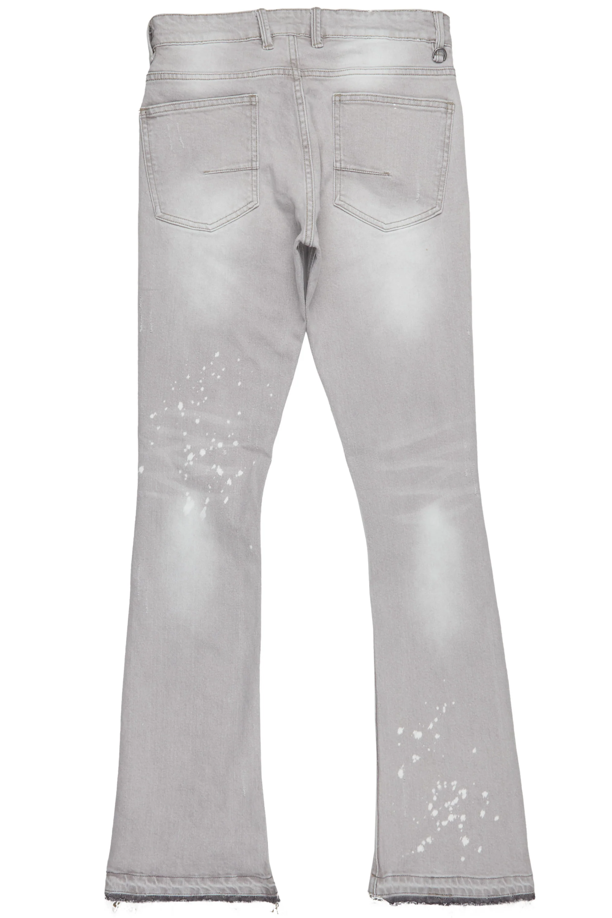 Oddie Grey Stacked Flare Jean - Image 4