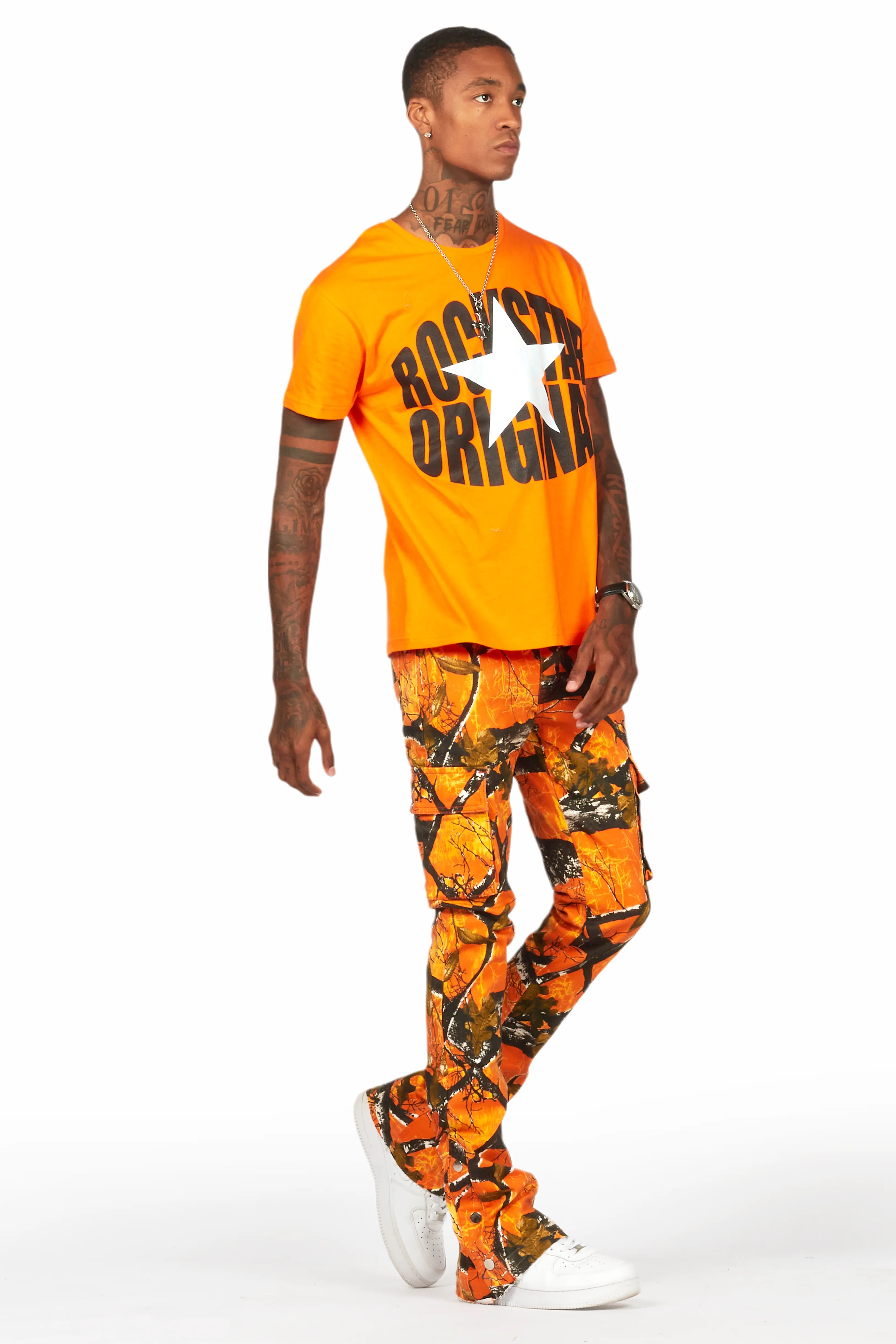 Waage Orange Tree Camo Cargo Stacked Flare Jean - Image 8
