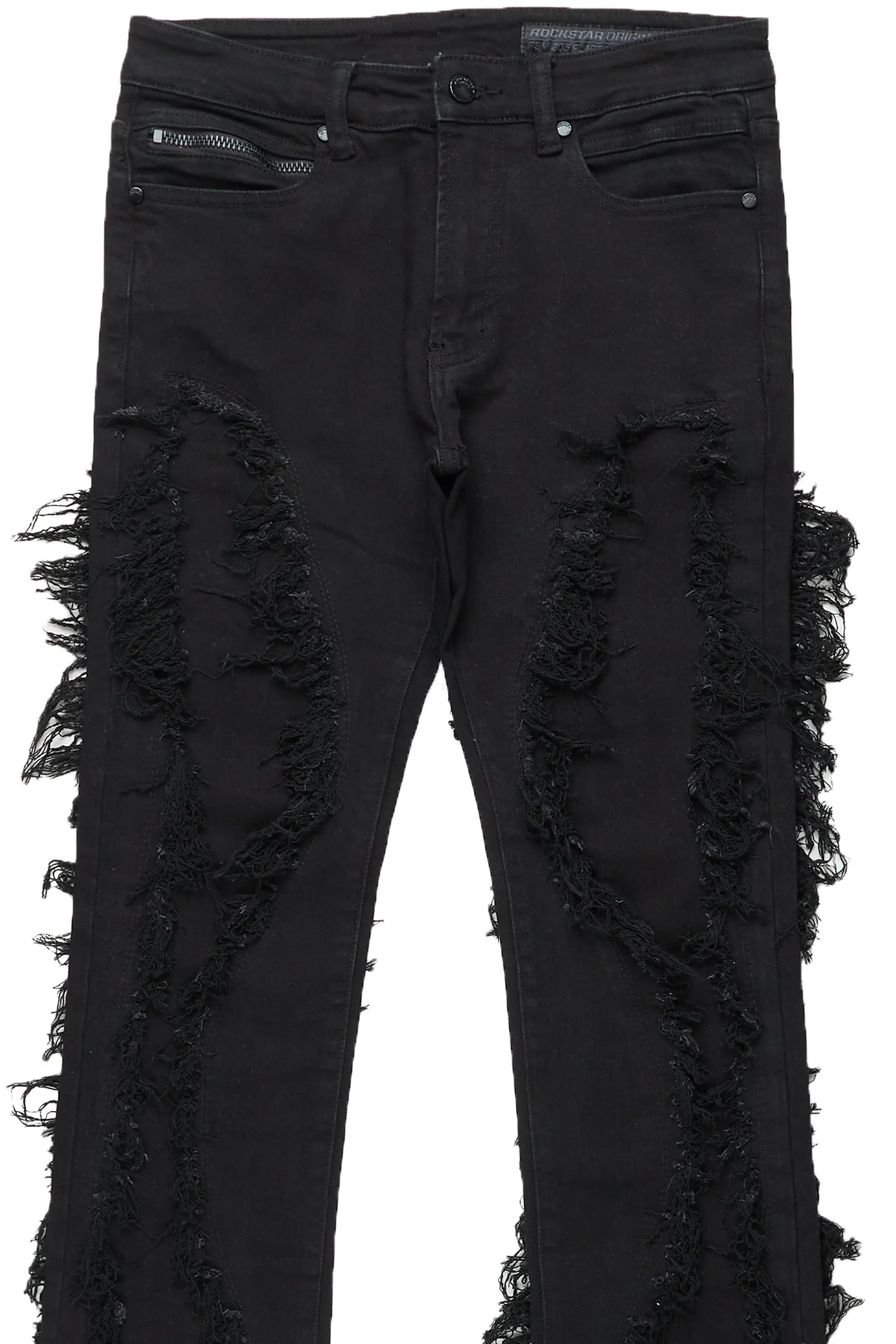 Tristan Jet Black Stacked Flare Jean - Image 3