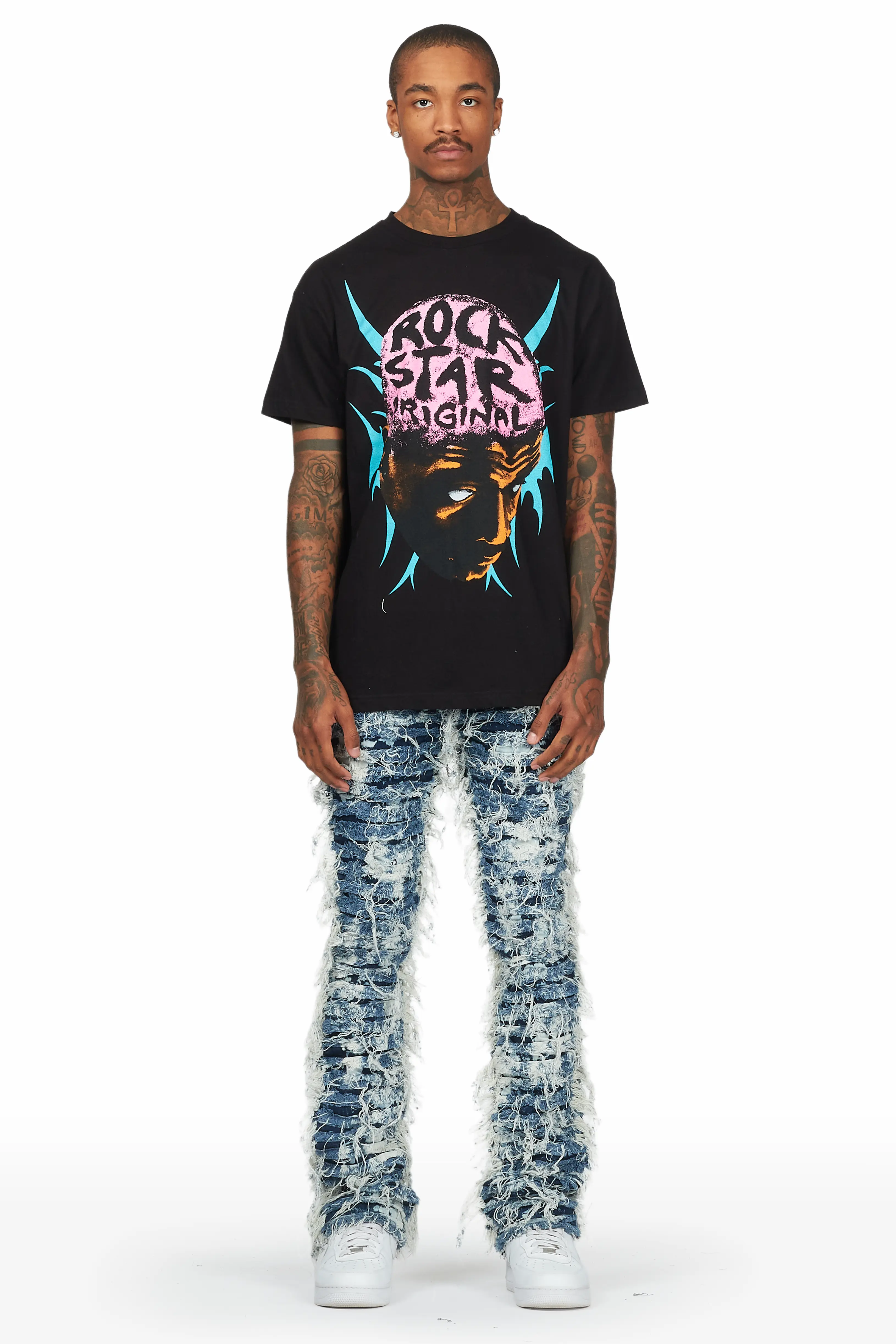 Bossko Blue Stacked Flare Jean - Image 3