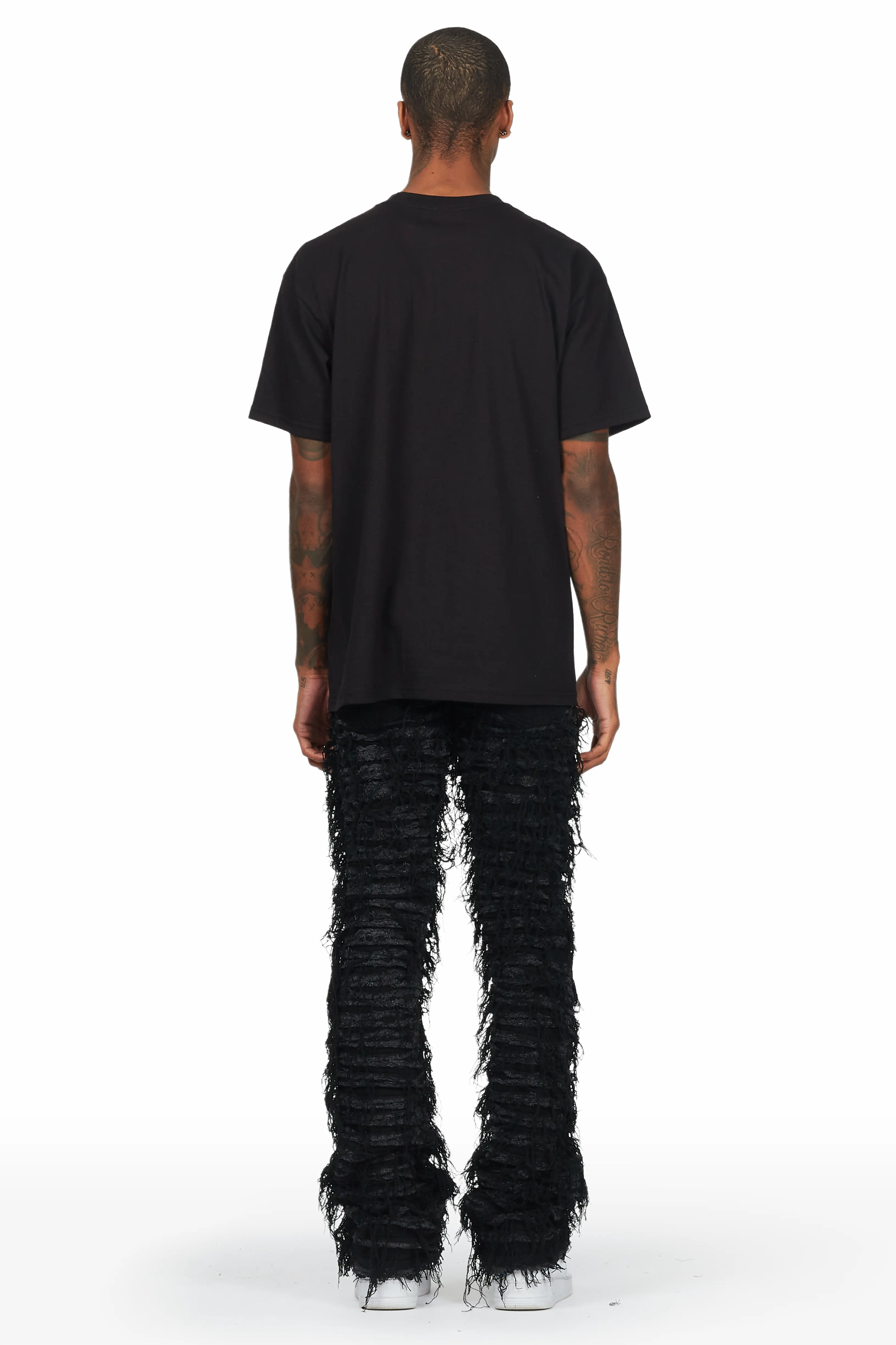 Bossko Jet Black Stacked Flare Jean - Image 4