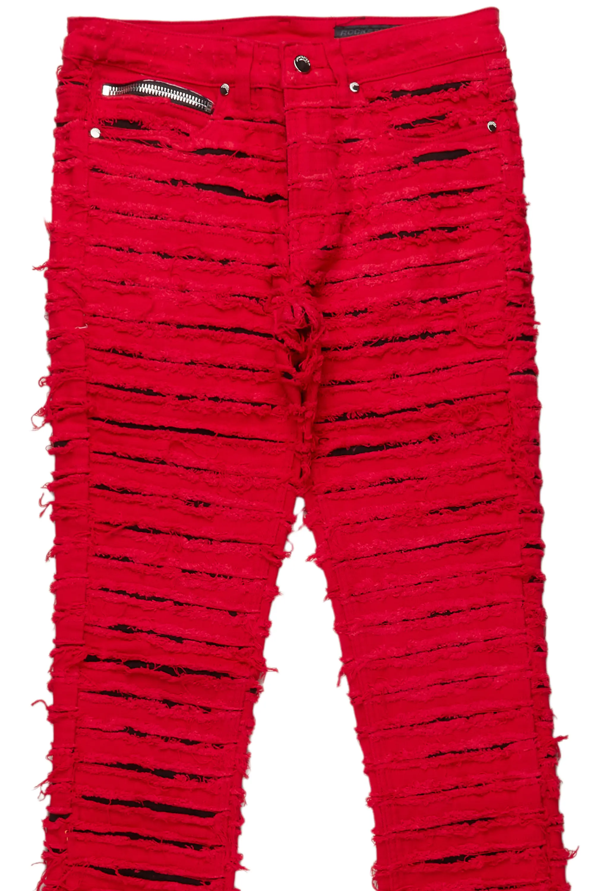 Korren Red/Black Stacked Flare Jean - Image 3