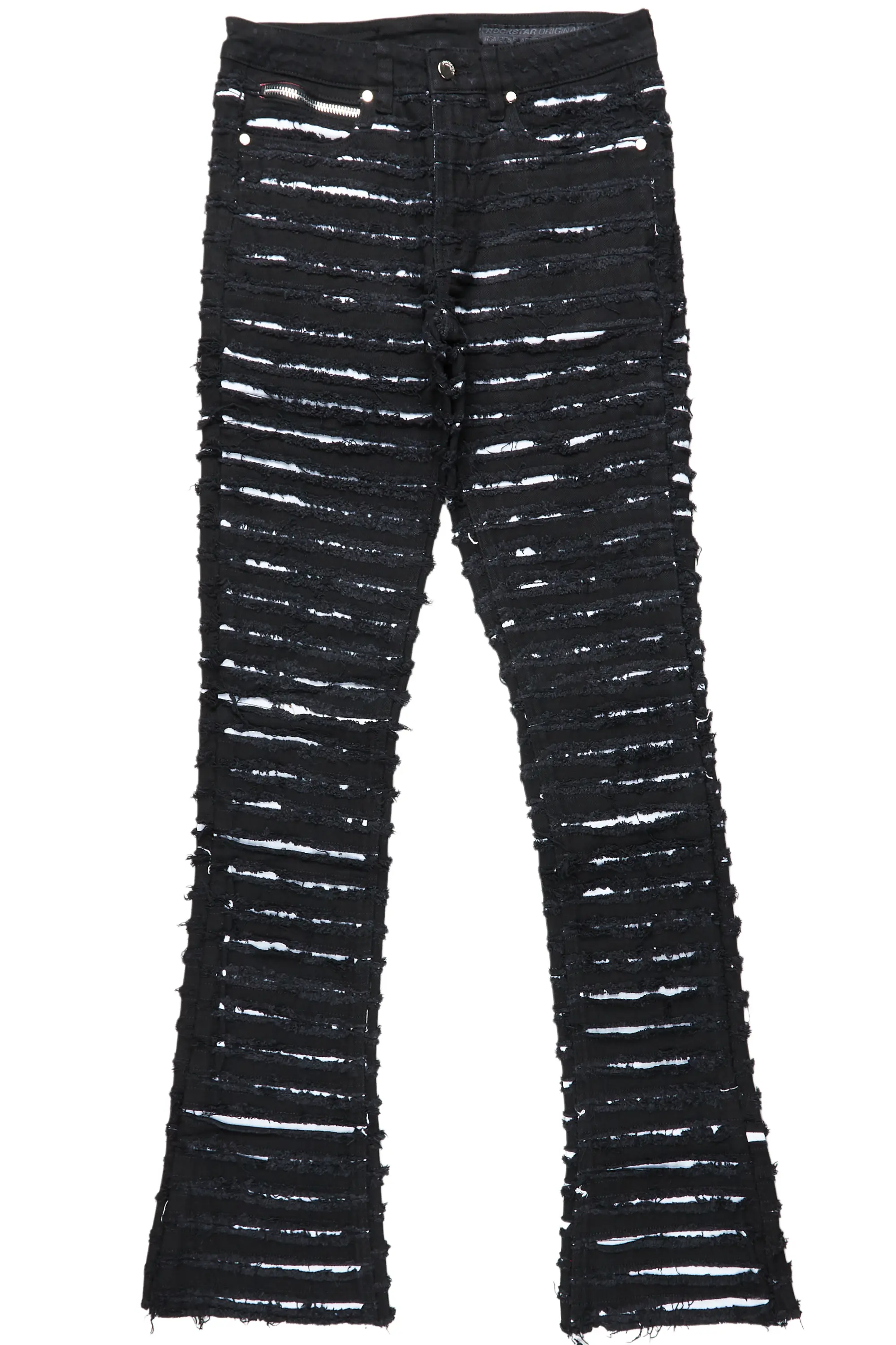 Korren White/Black Stacked Flare Jean - Image 2