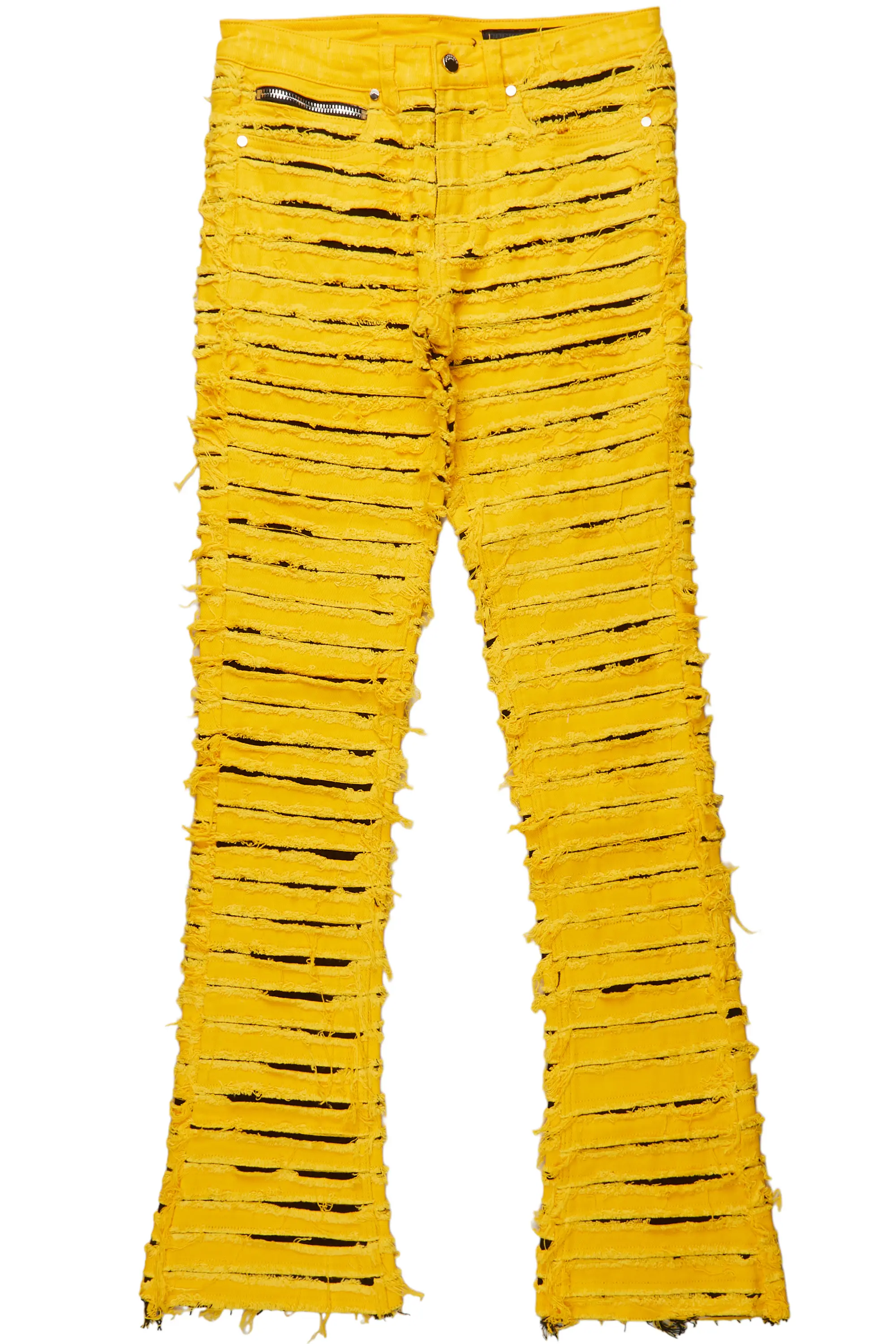 Korren Yellow/Black Stacked Flare Jean - Image 3