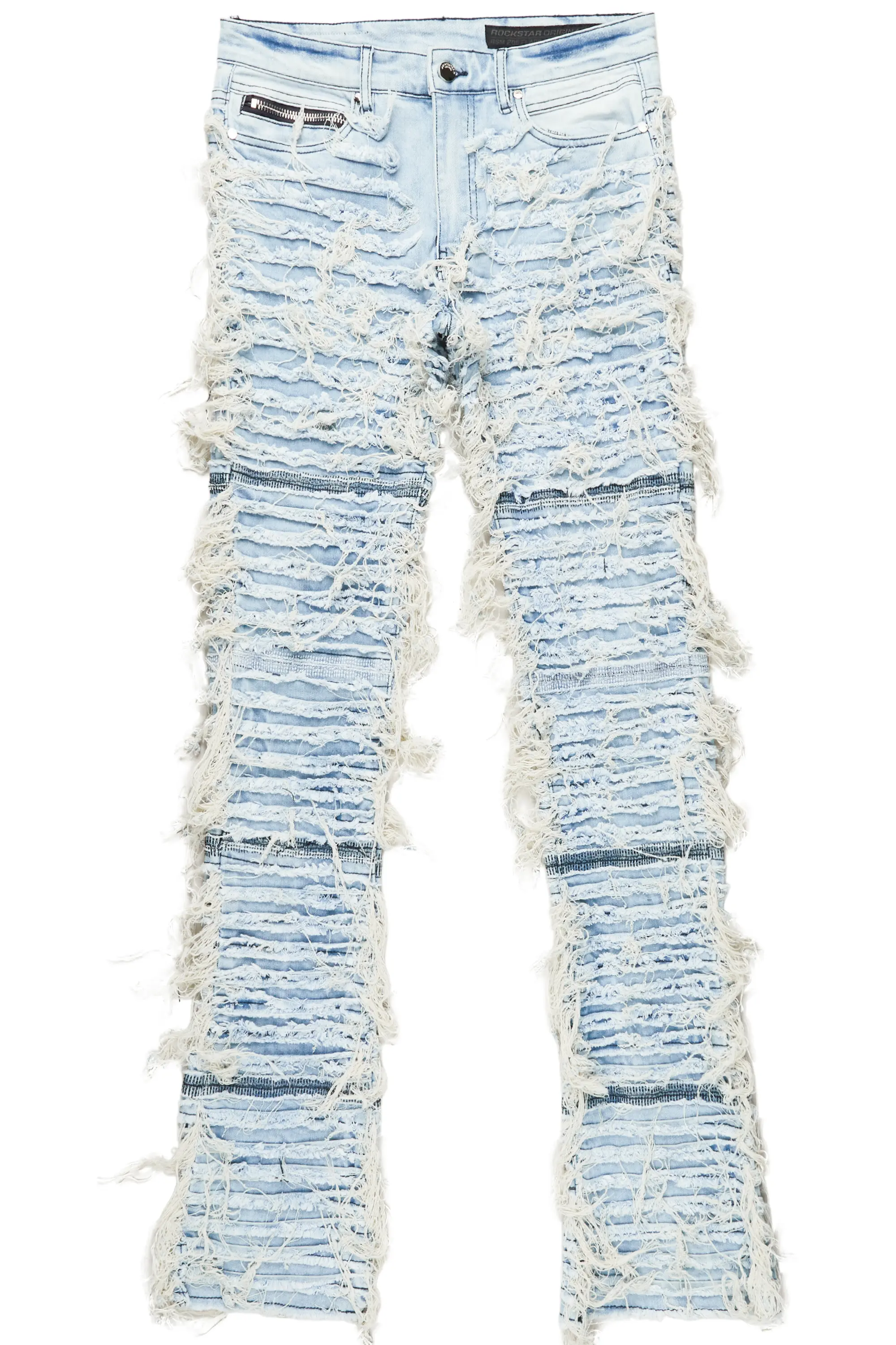 Ayan Blue Distressed Stacked Flare Jeans - Image 2