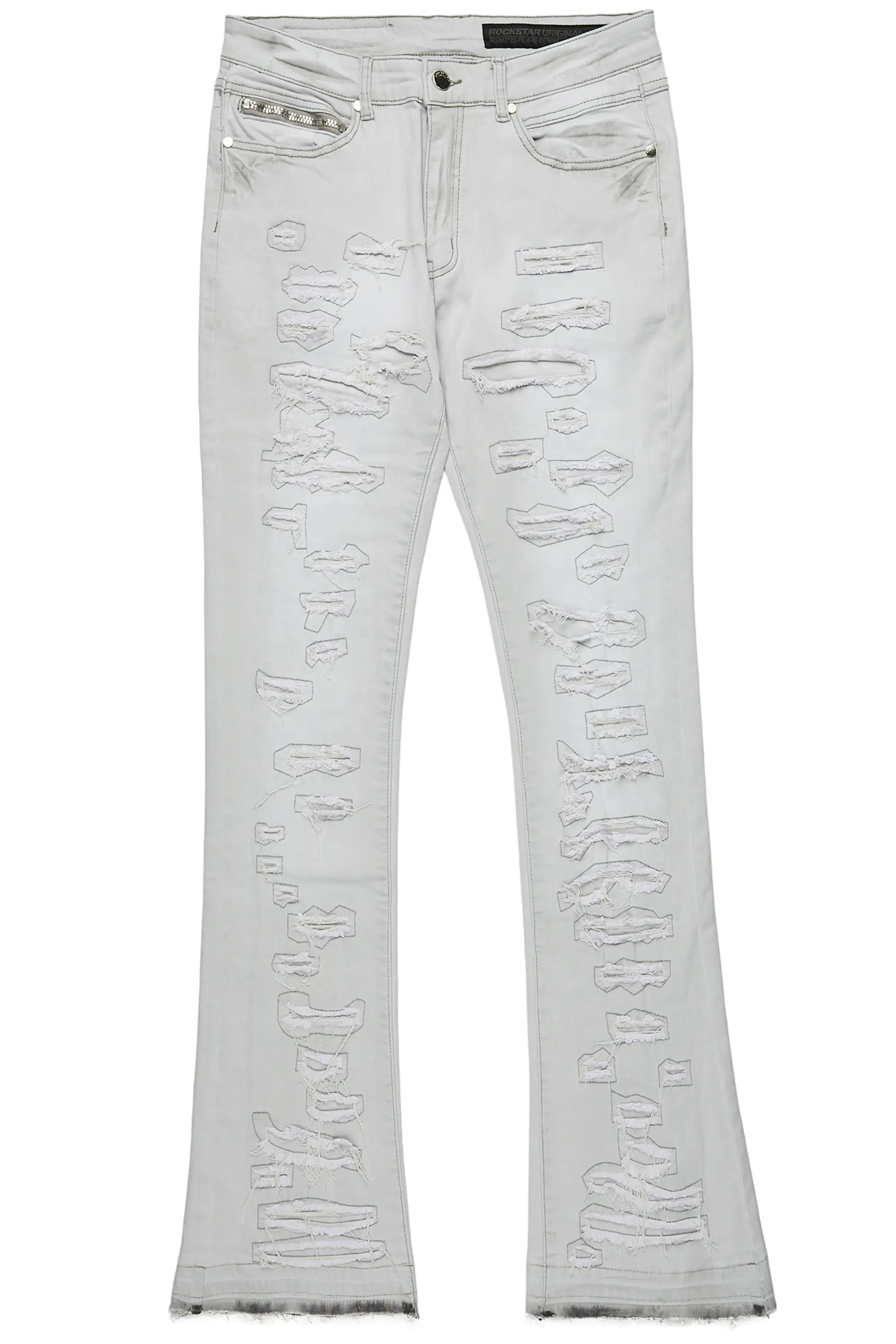Malyk Grey Stacked Flare Jean - Image 2
