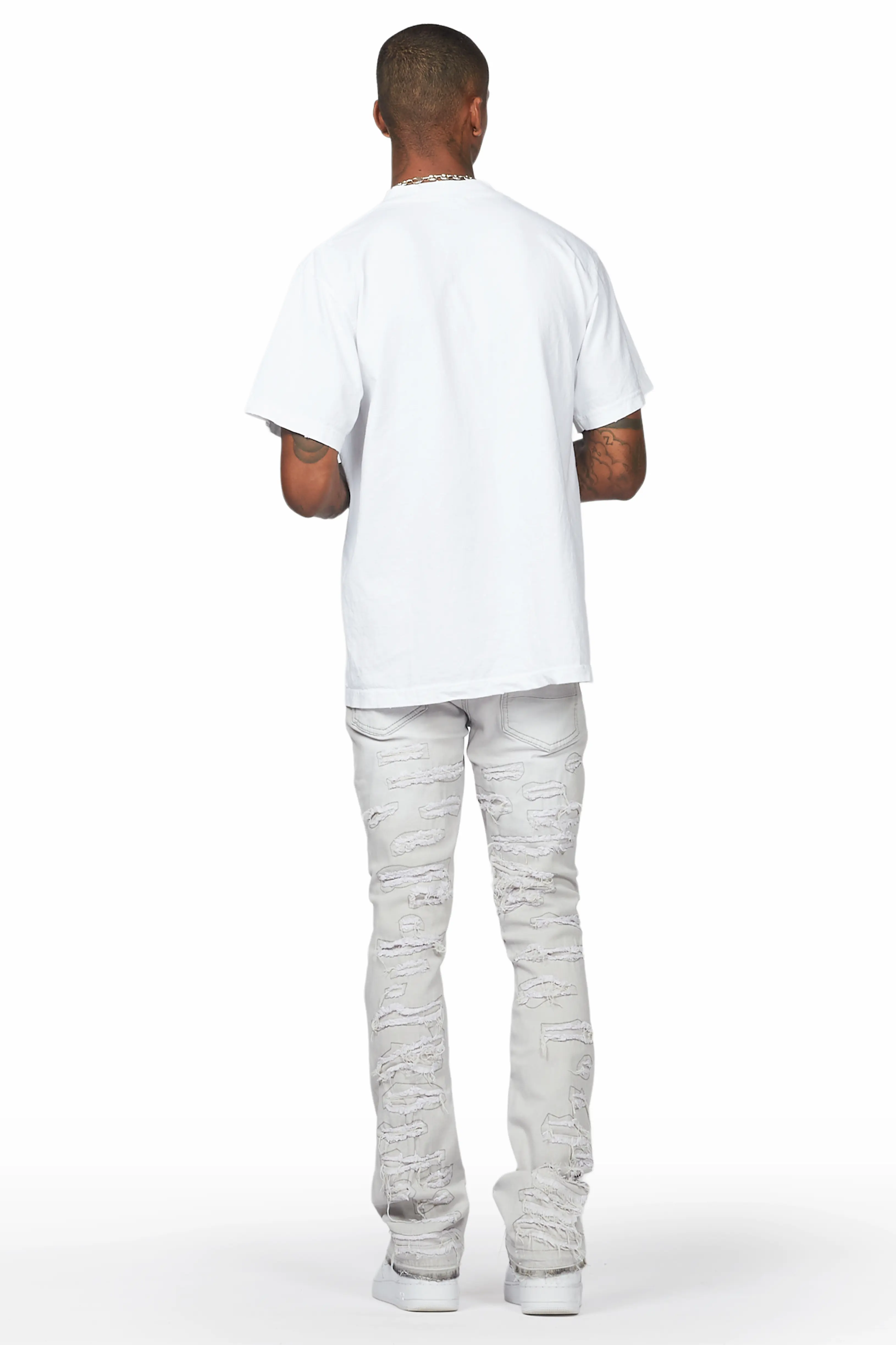 Malyk Grey Stacked Flare Jean - Image 5