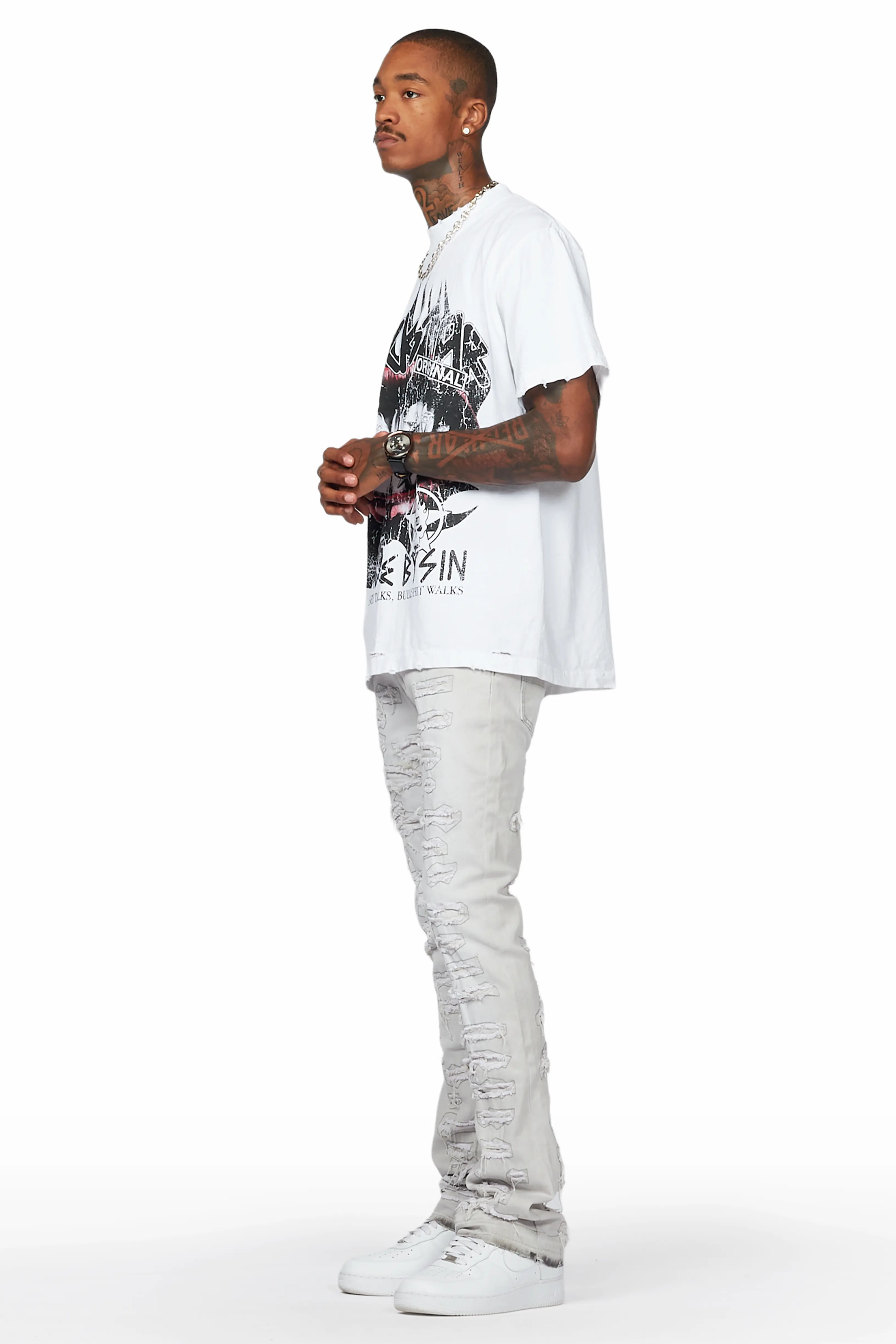 Malyk Grey Stacked Flare Jean - Image 6