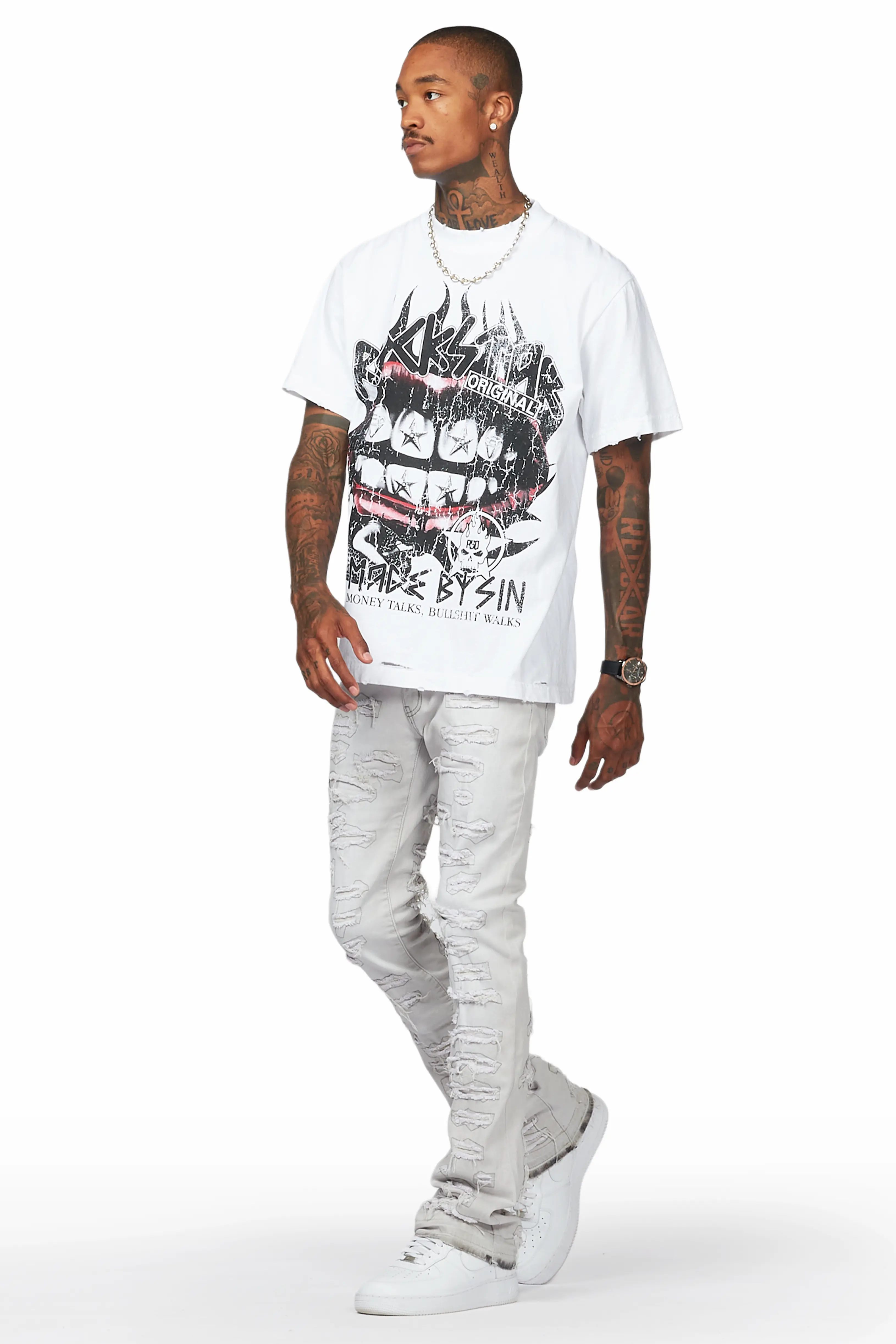 Malyk Grey Stacked Flare Jean - Image 7