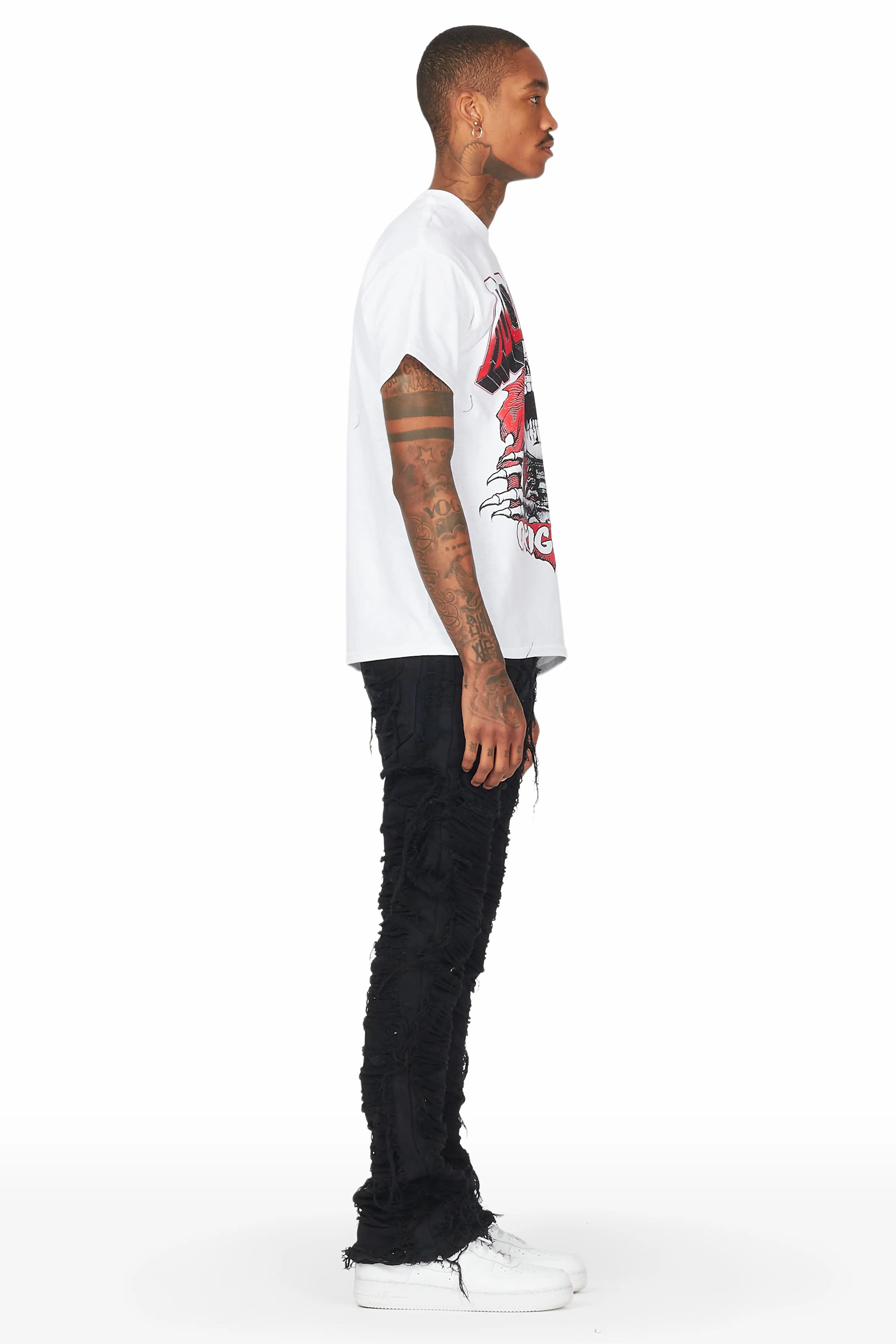 Conrad Jet Black Stacked Flare Jean - Image 4