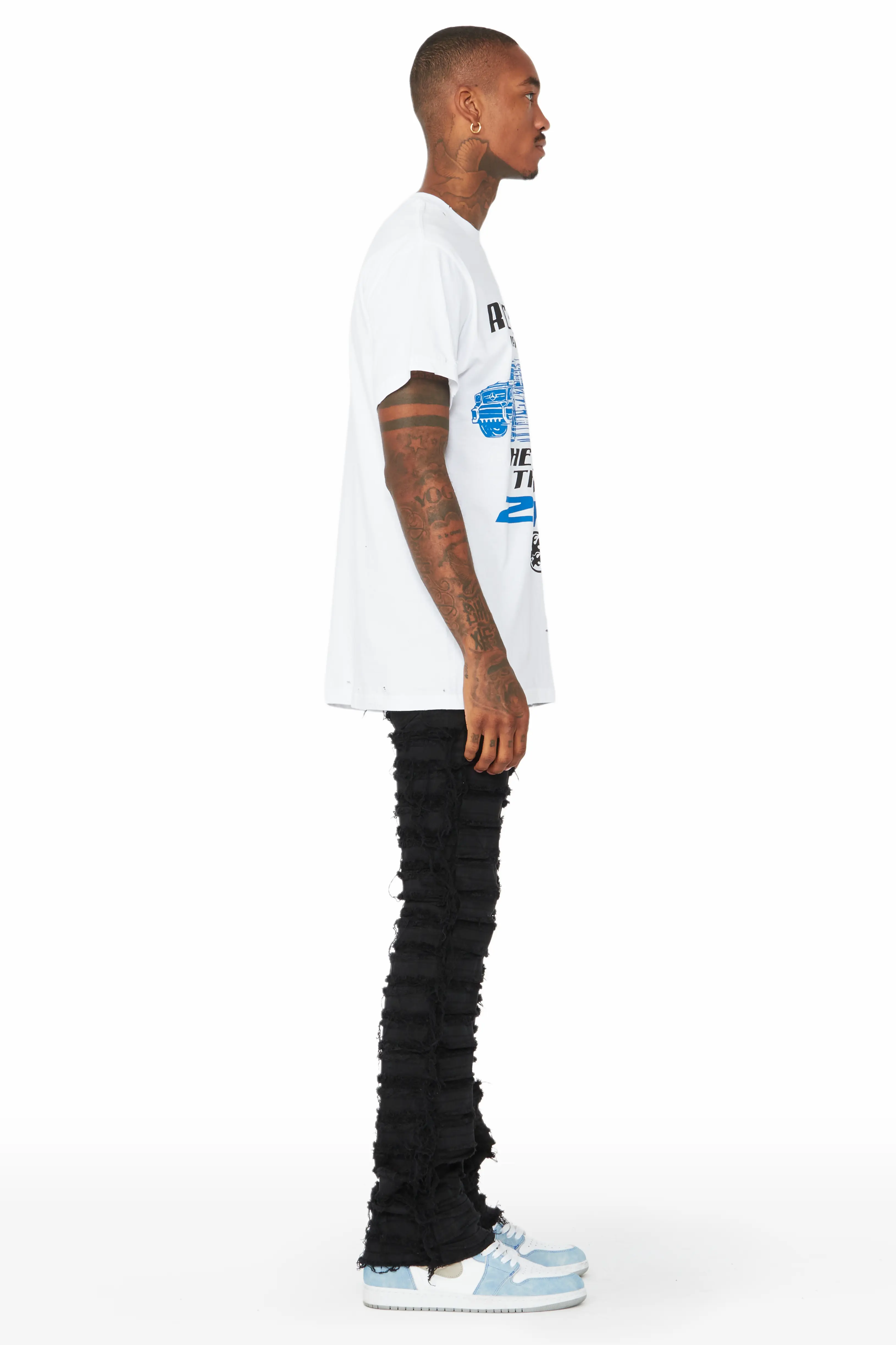 Cassius Black Stacked Flare Jean - Image 3