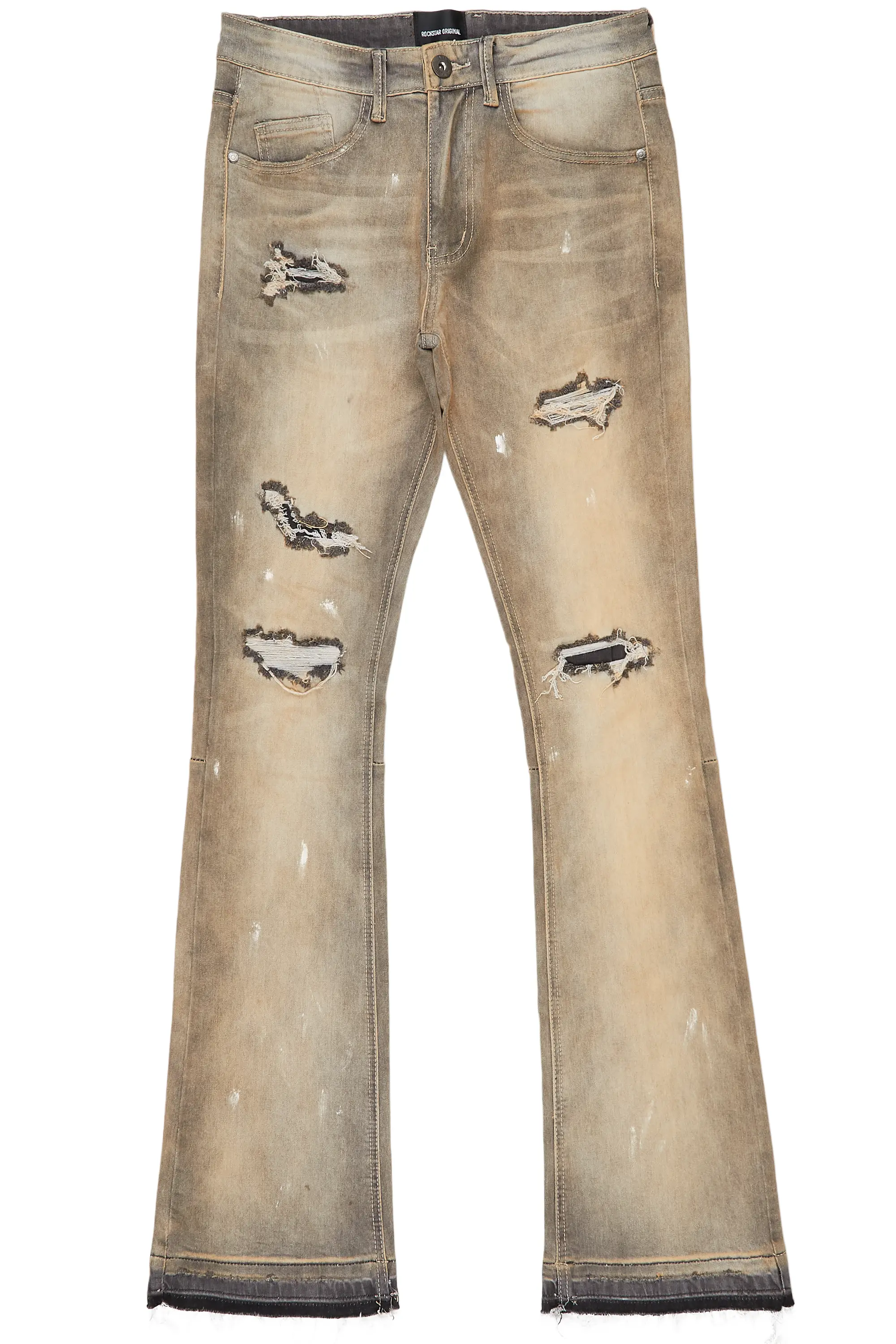 Garth Grey Patched Stacked Flare Jean - Image 6